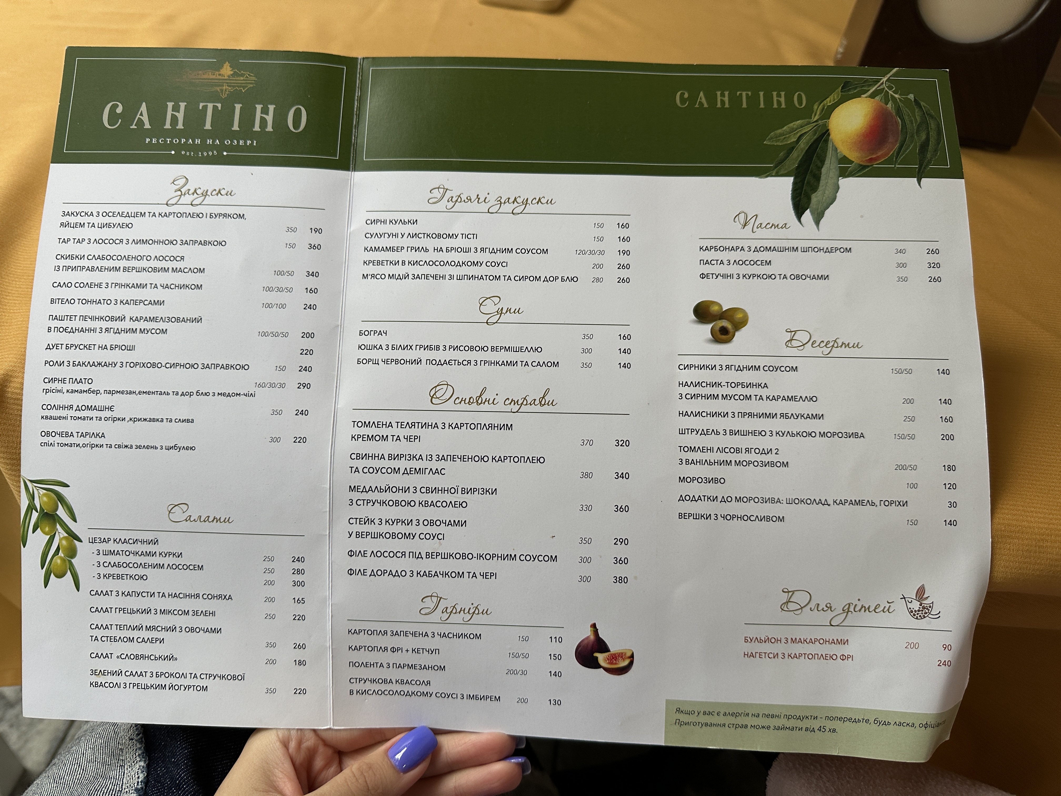 Santino menu 2