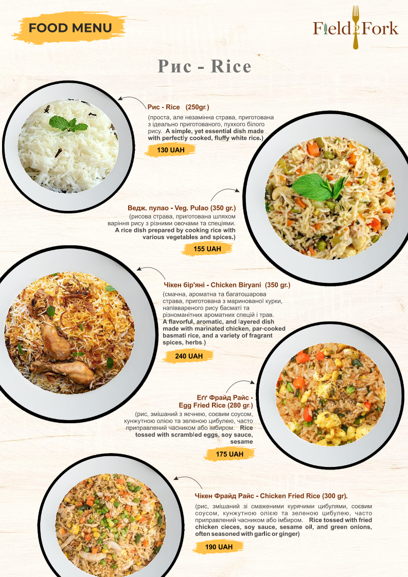 Field to Fork menu 8