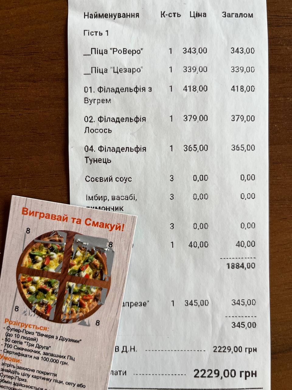 "RoVero" Піца & Суші menu 1