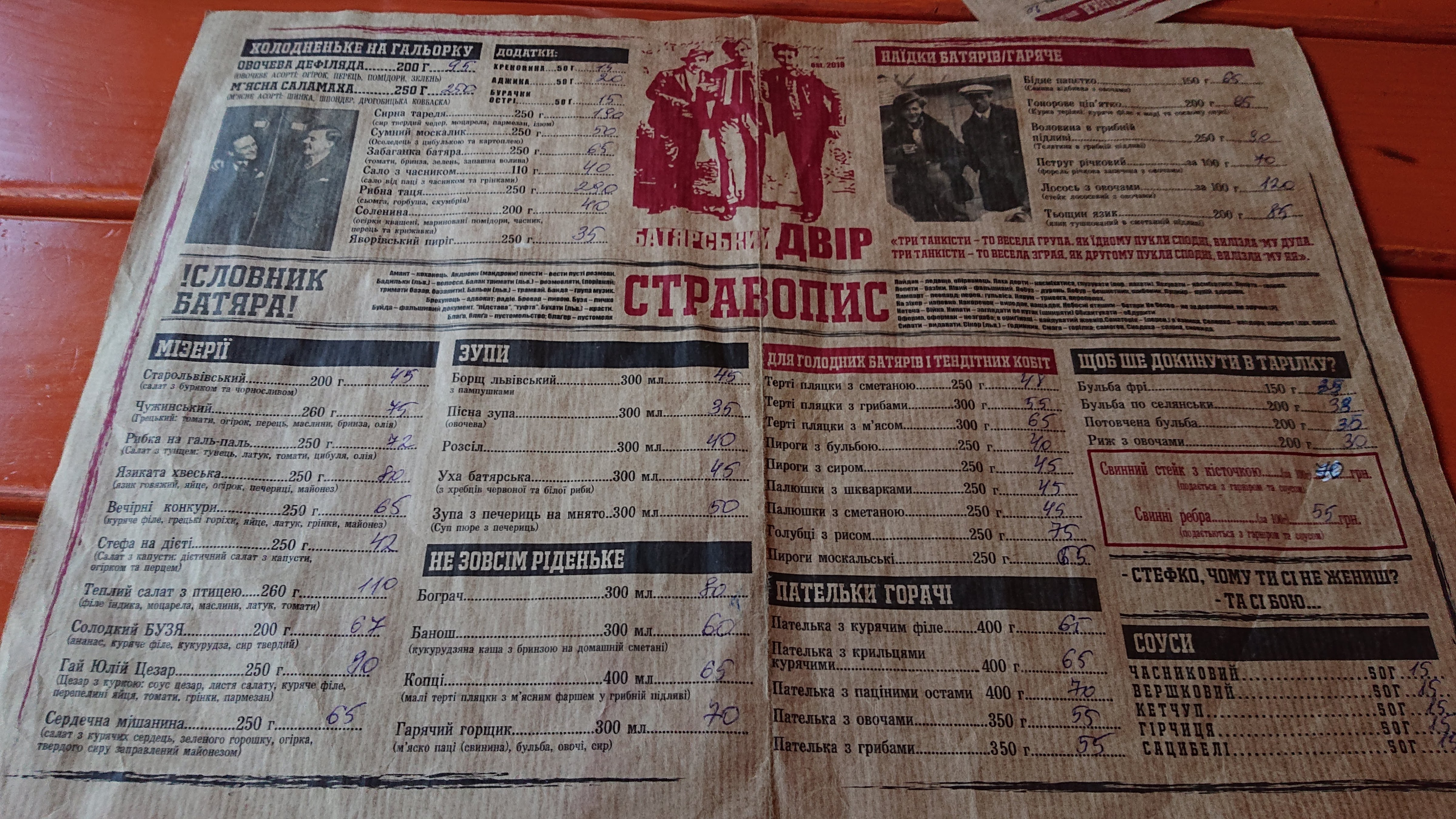 Batyarsʹkyy Dvir menu 4