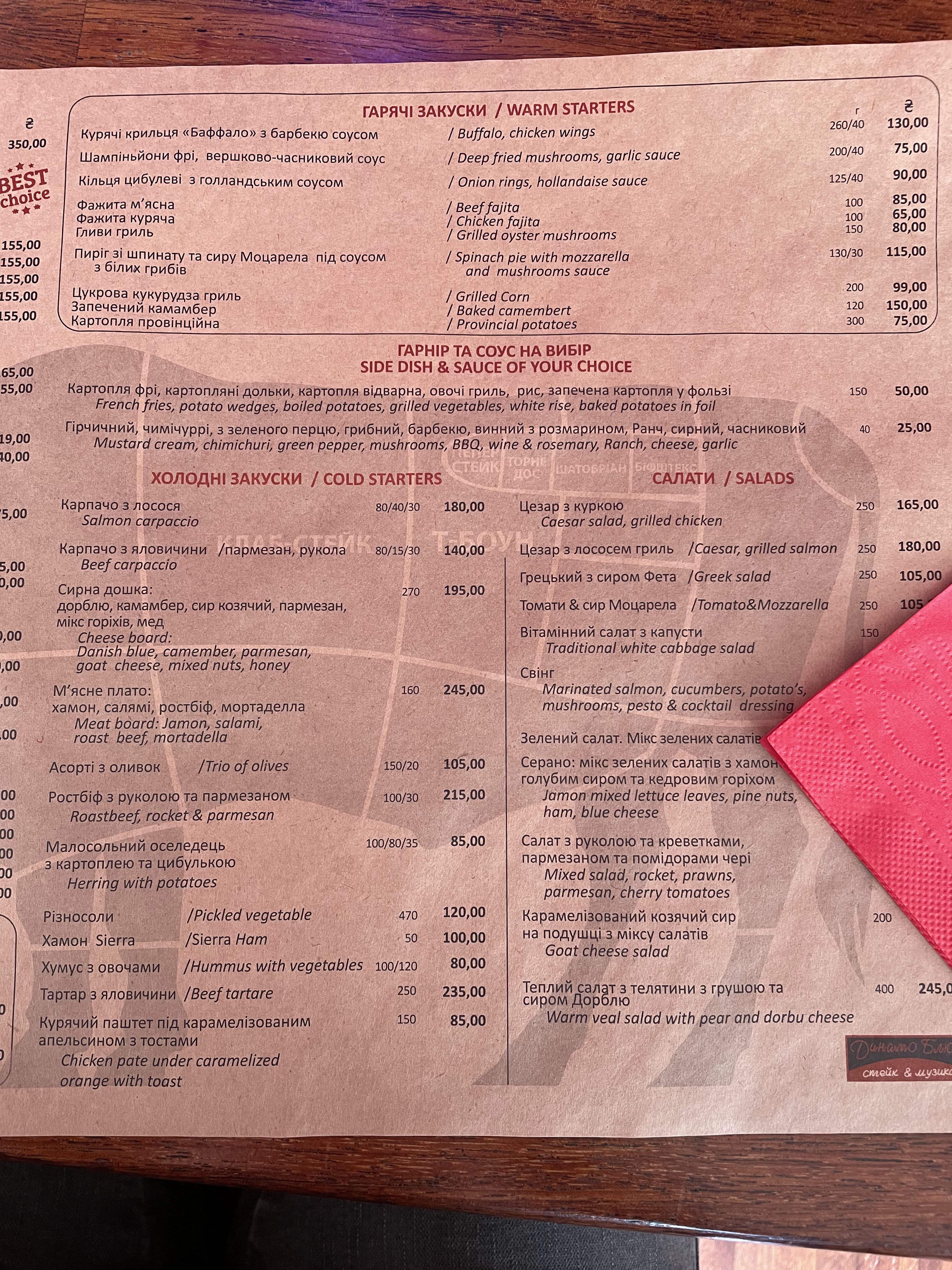 Dynamo Blues menu 5