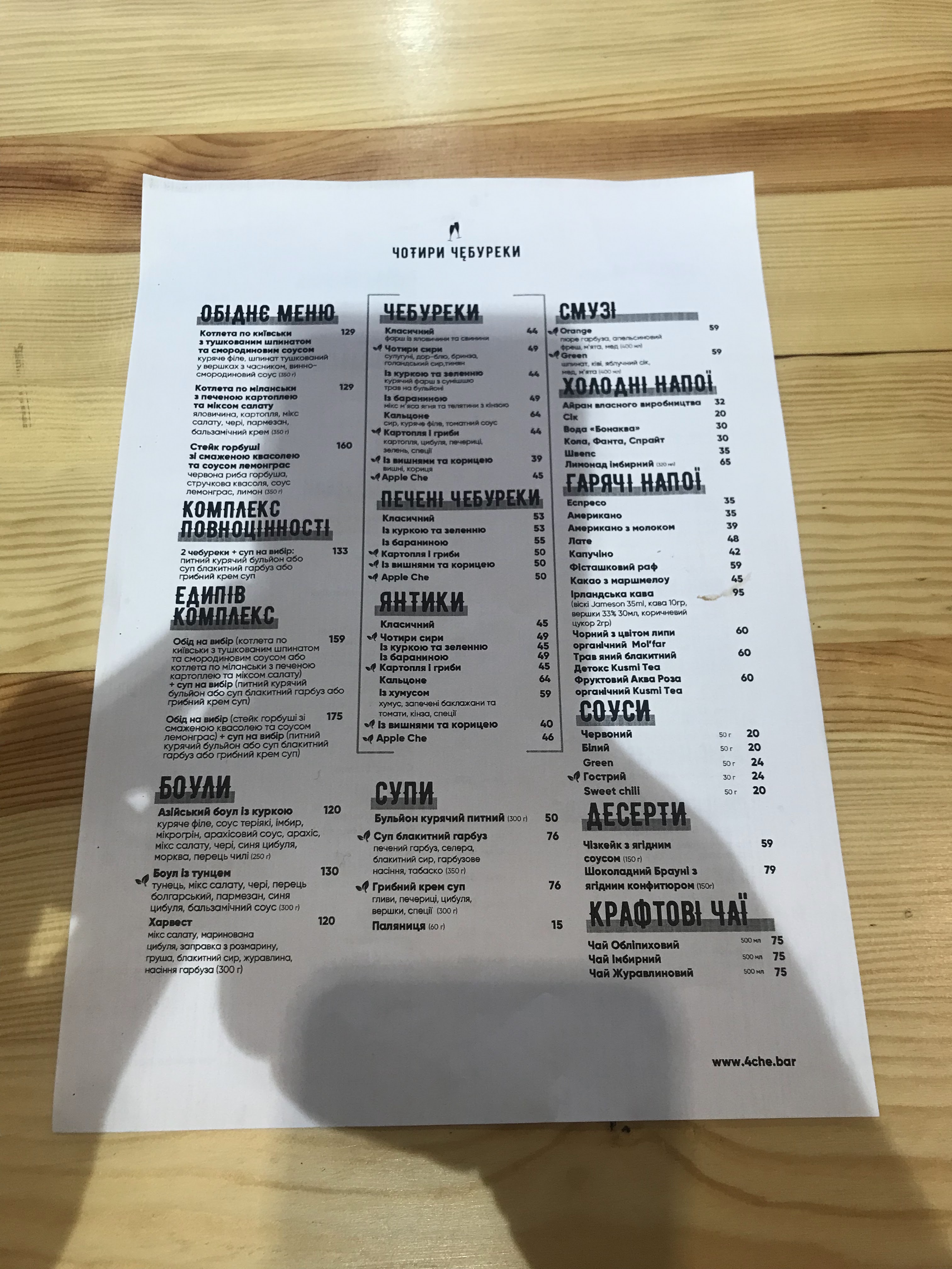 Чотири Чебуреки Prosecco Bar menu 5