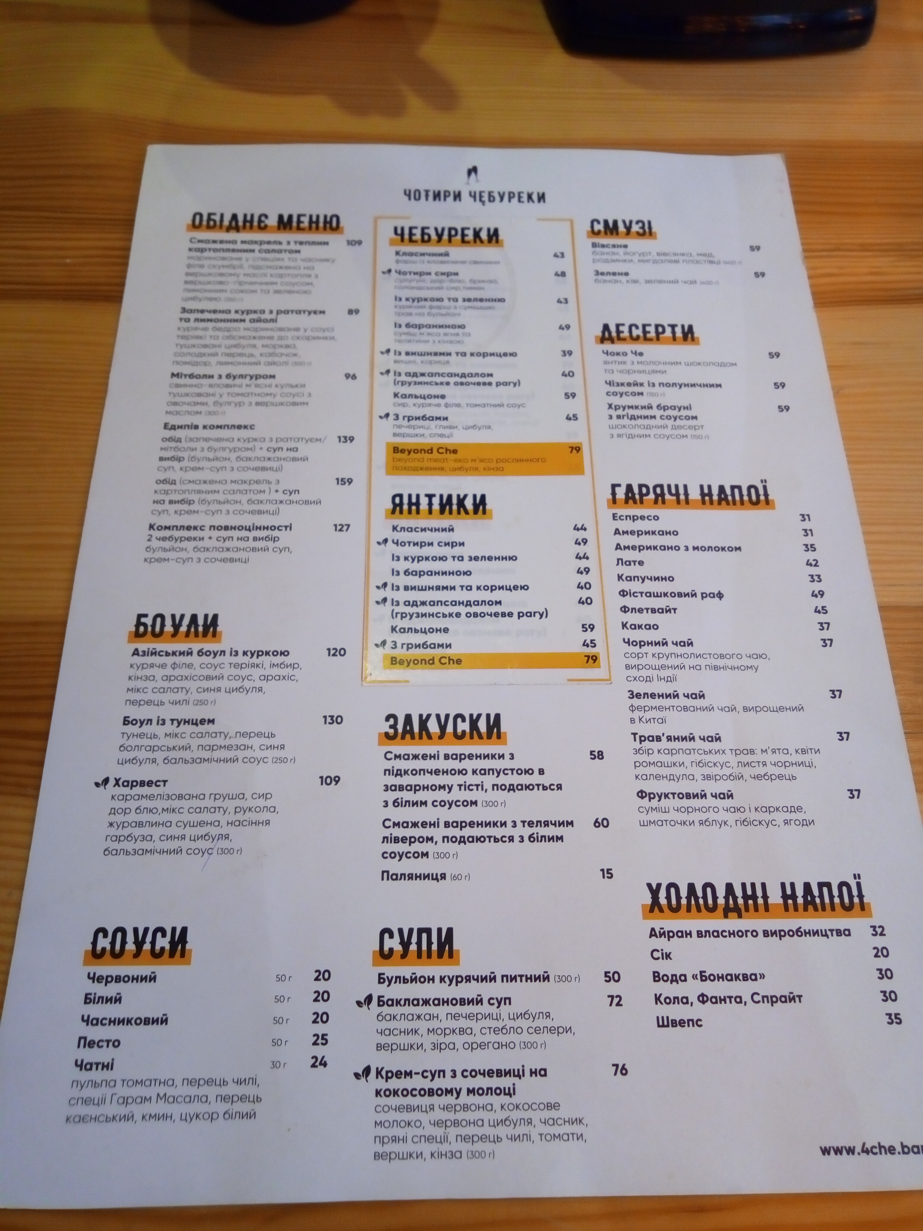 Чотири Чебуреки Prosecco Bar menu 6