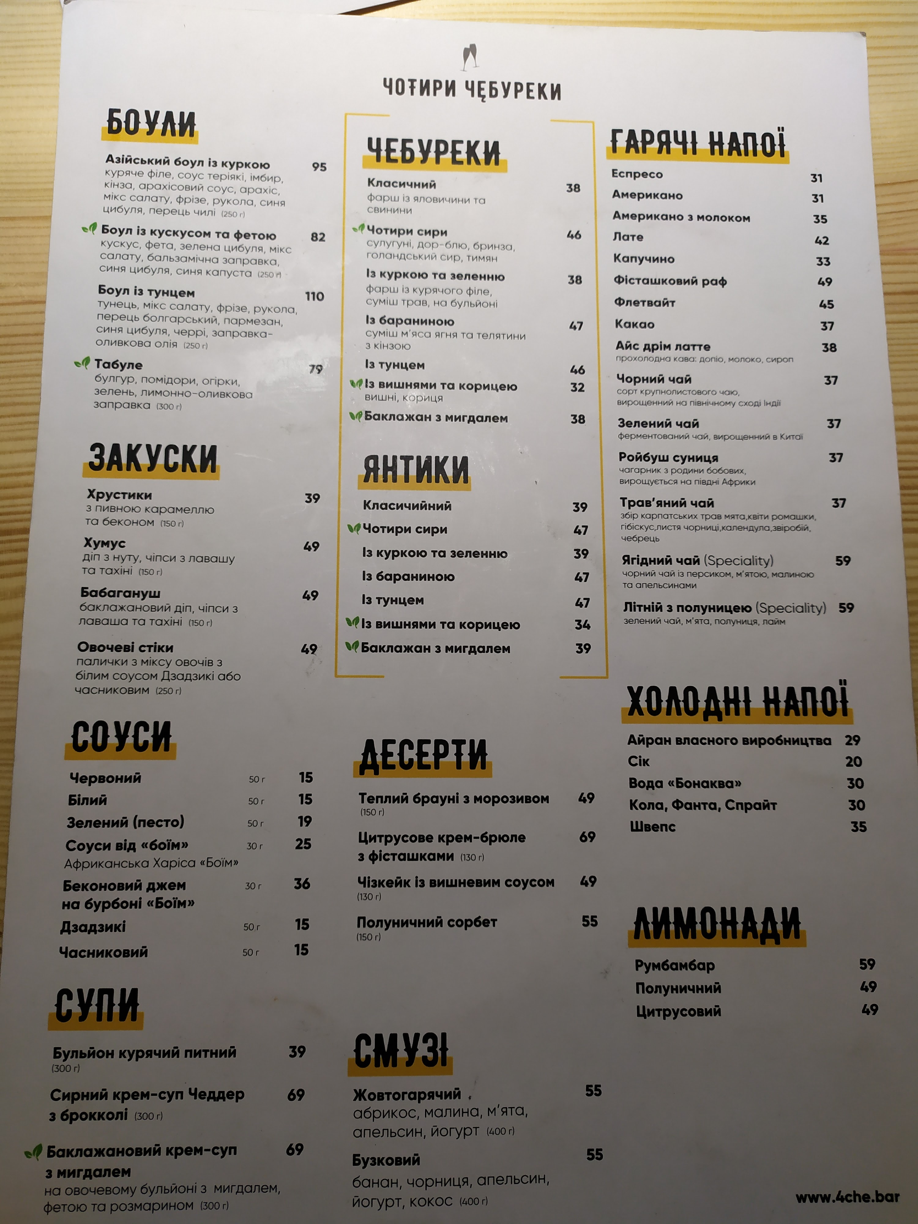 Чотири Чебуреки Prosecco Bar menu 10
