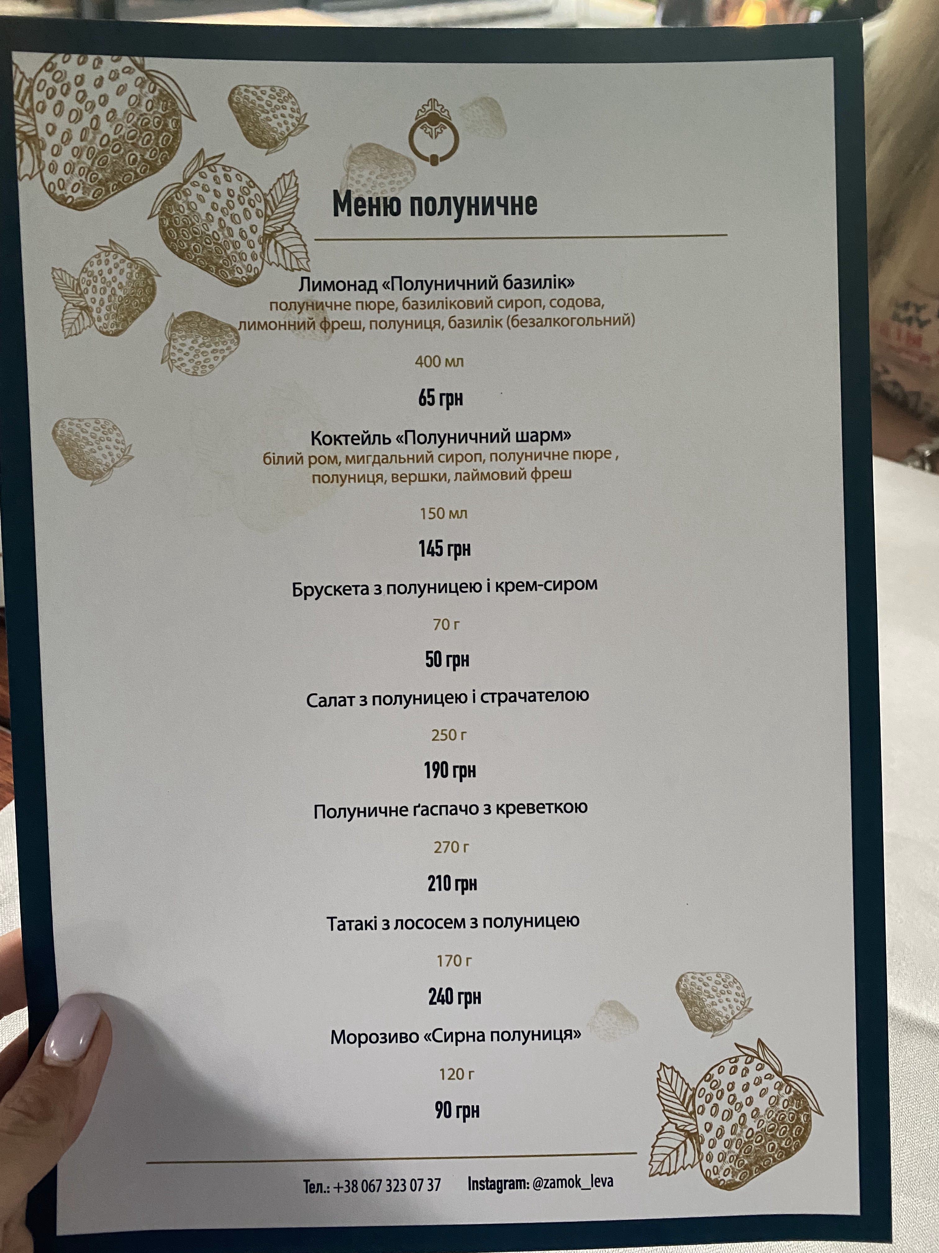 Lviv castle menu 1