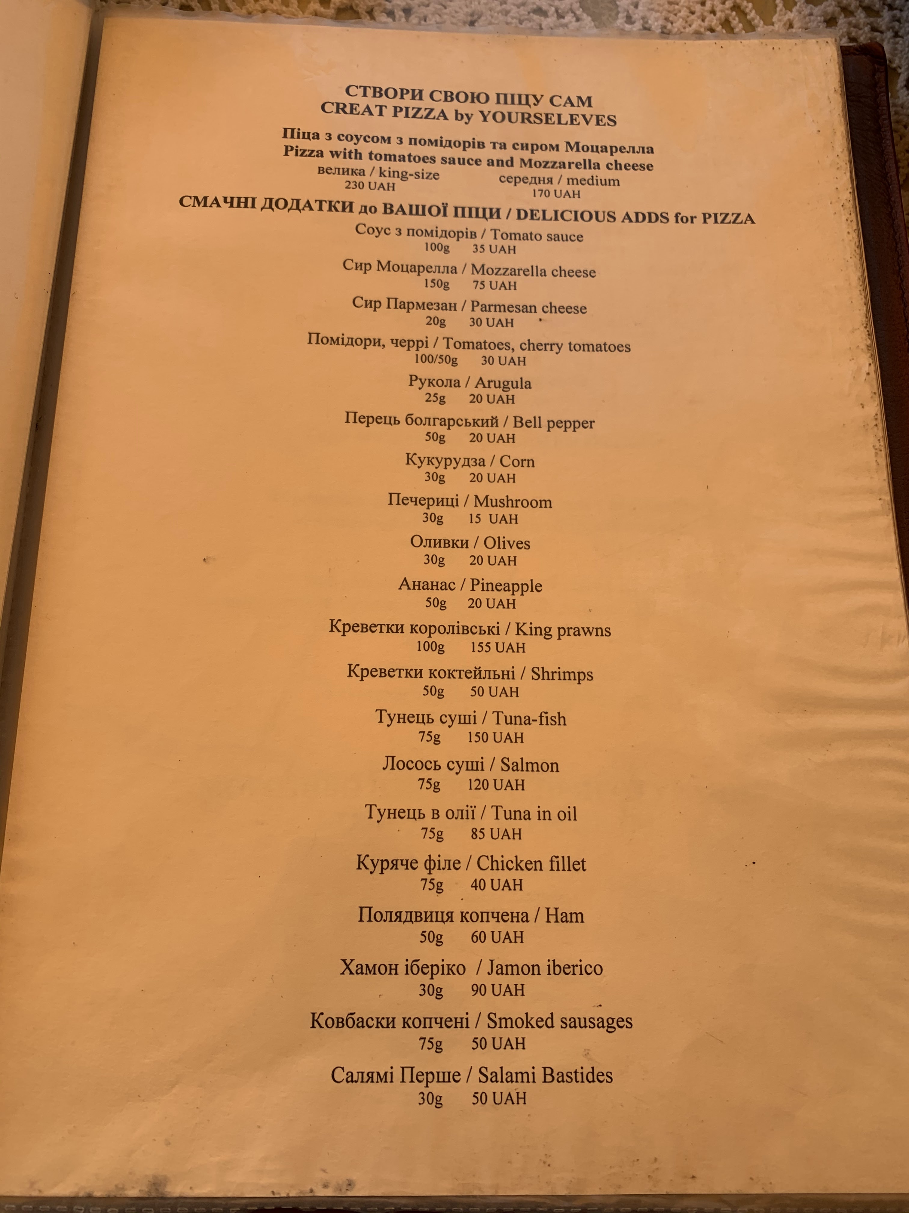 Veronika menu 10