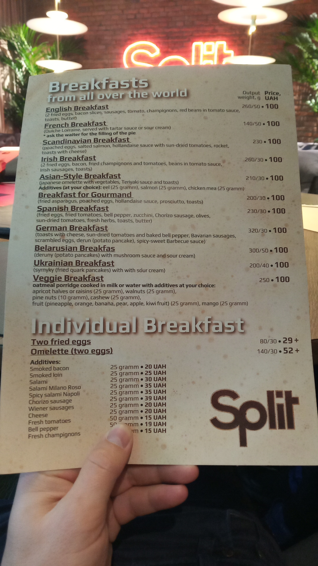 Split Club menu 8