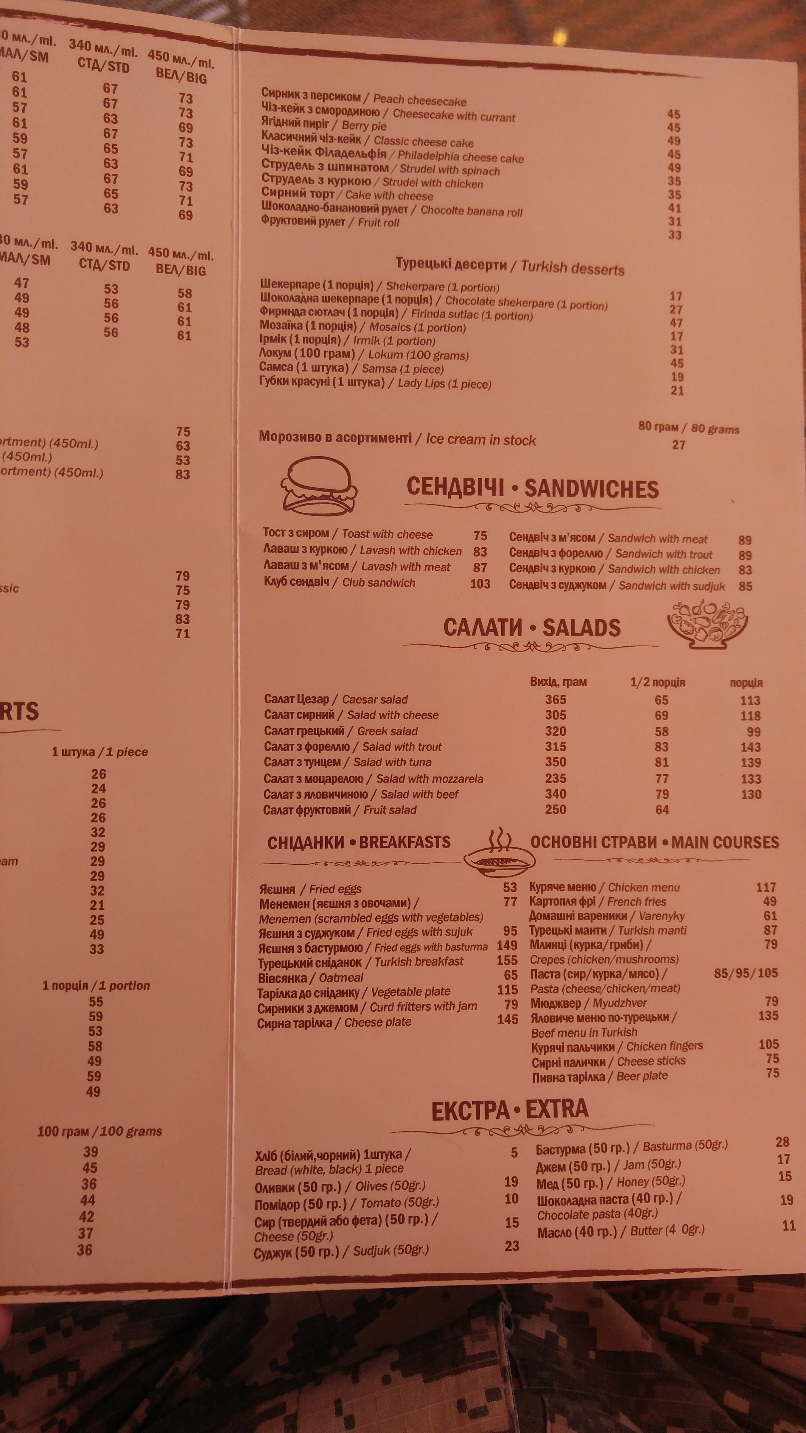 Split Club menu 12