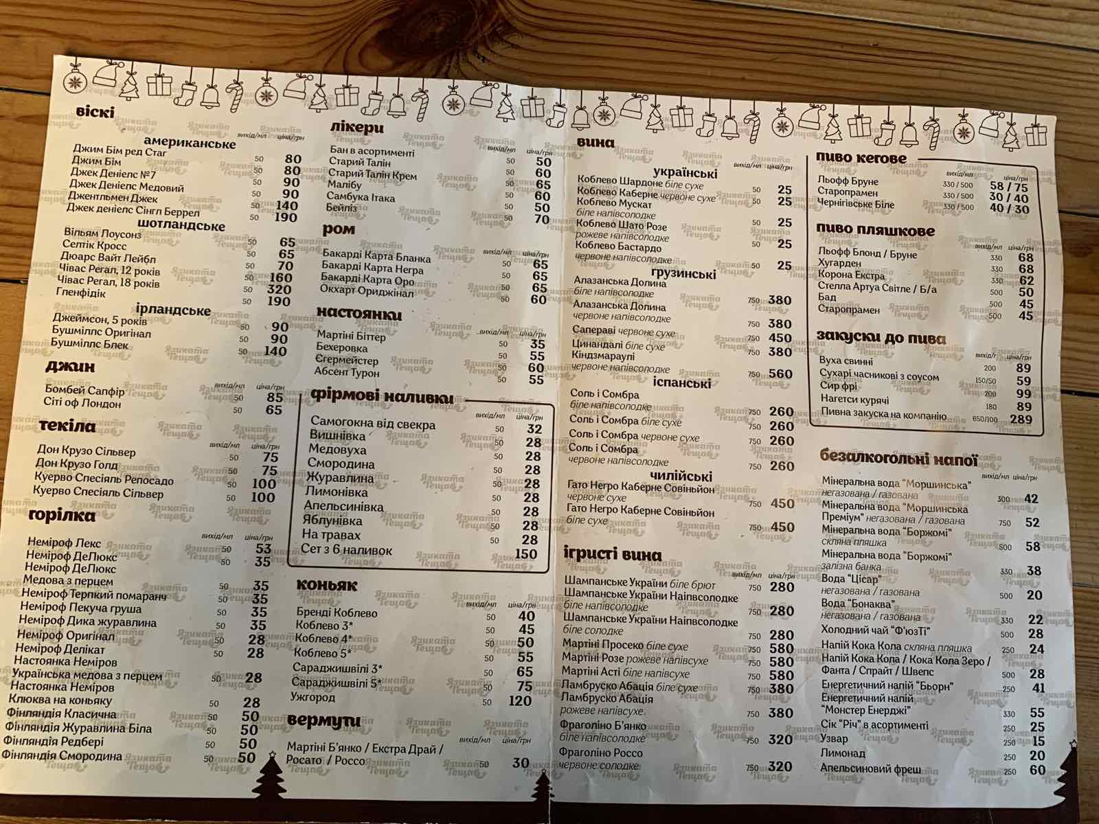 Yazykata Teshcha menu 5