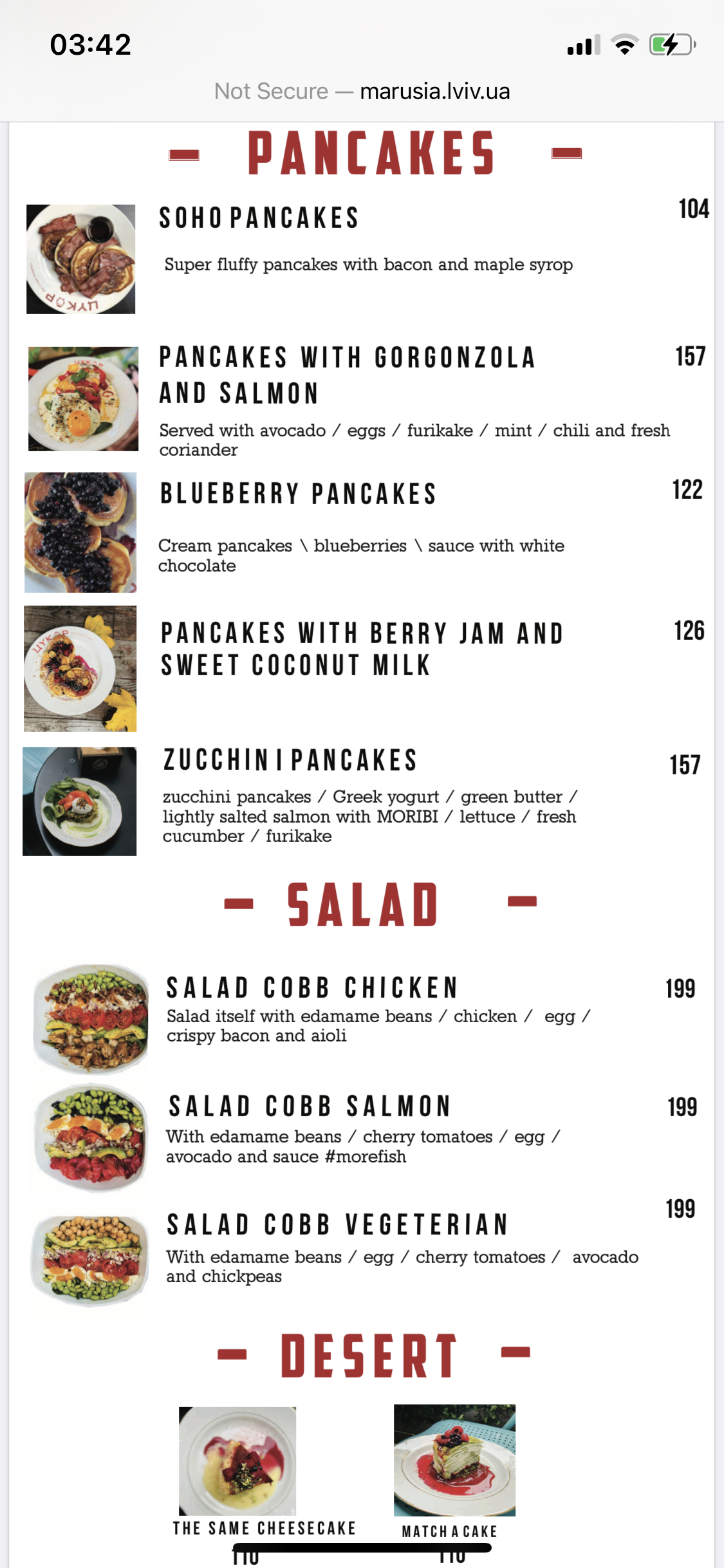 Cukor RED menu 5