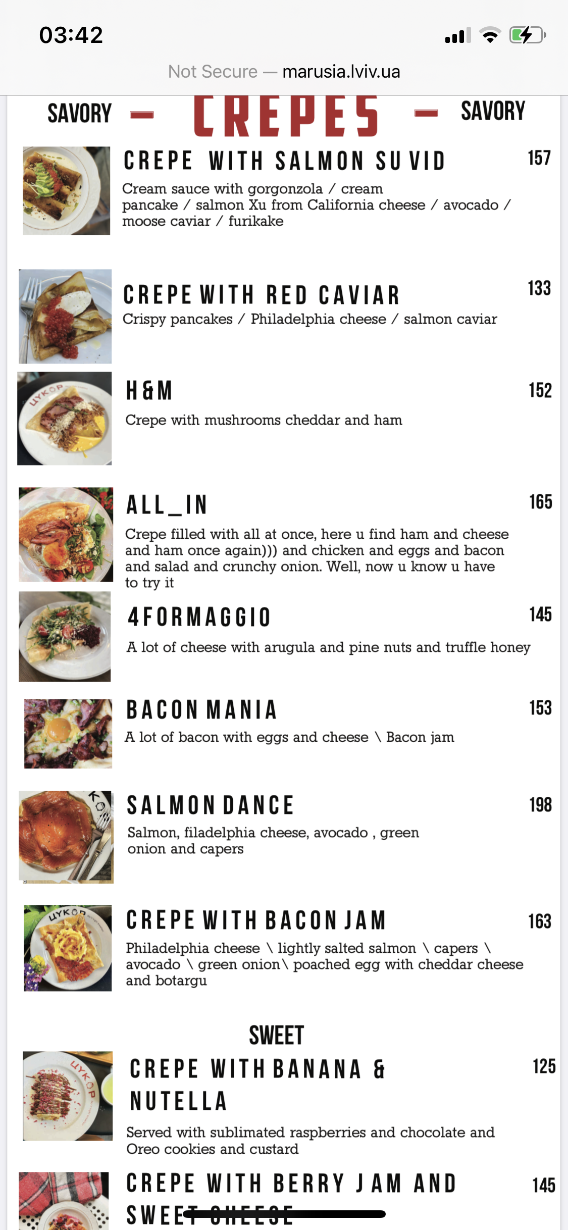 Cukor RED menu 7