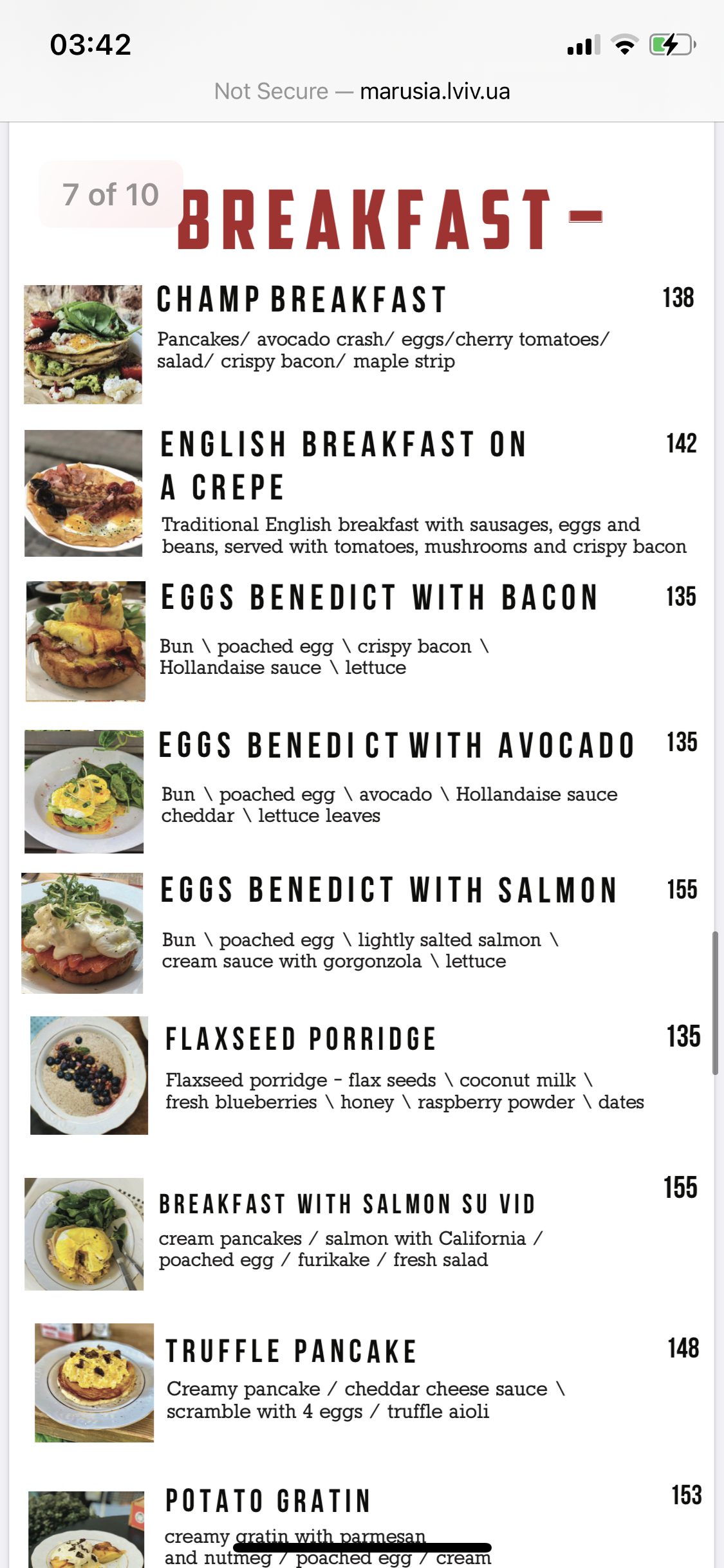 Cukor RED menu 8