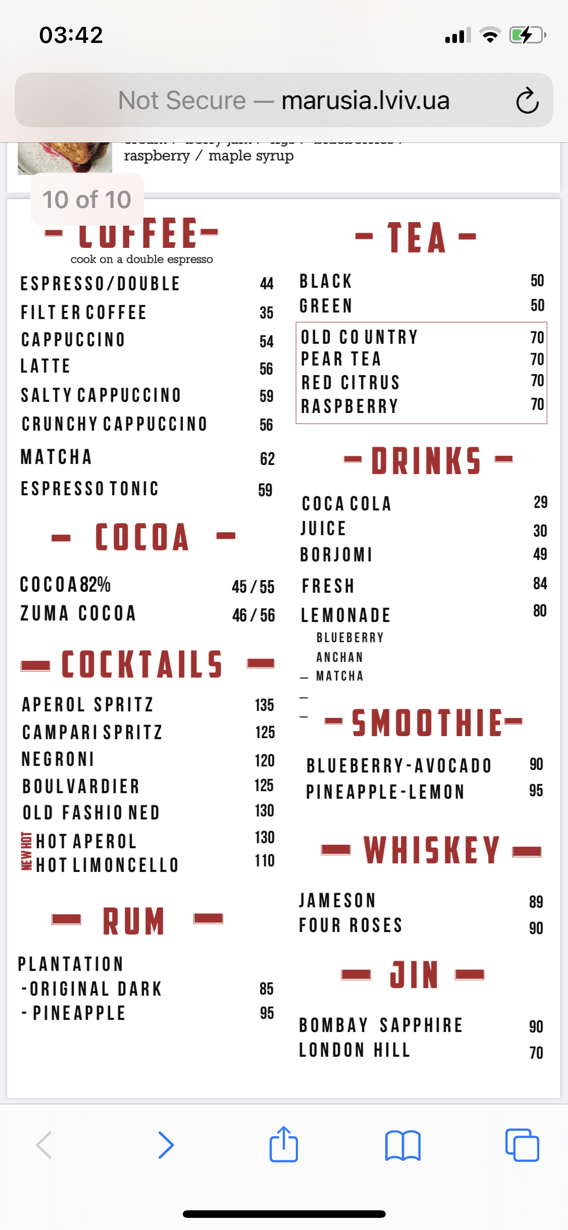 Cukor RED menu 9