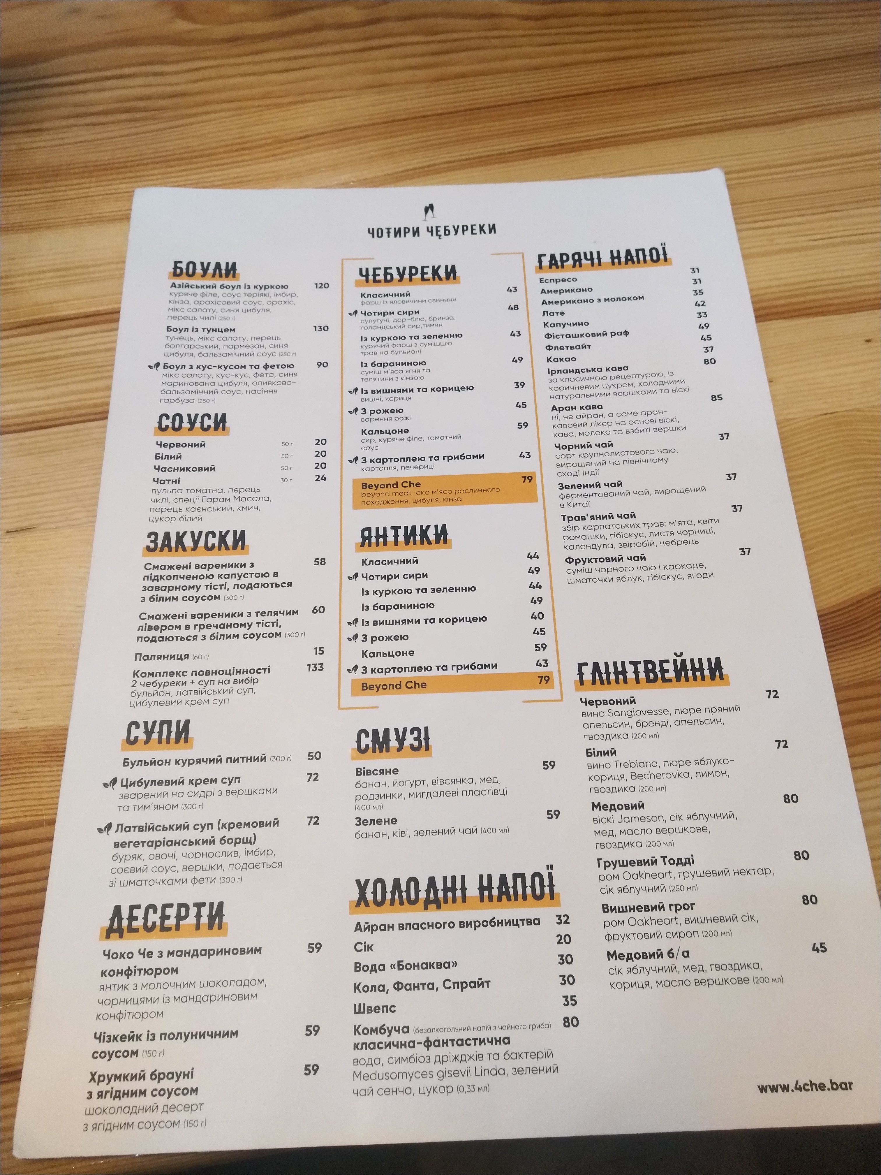Чотири Чебуреки. Prosecco Bar menu 7