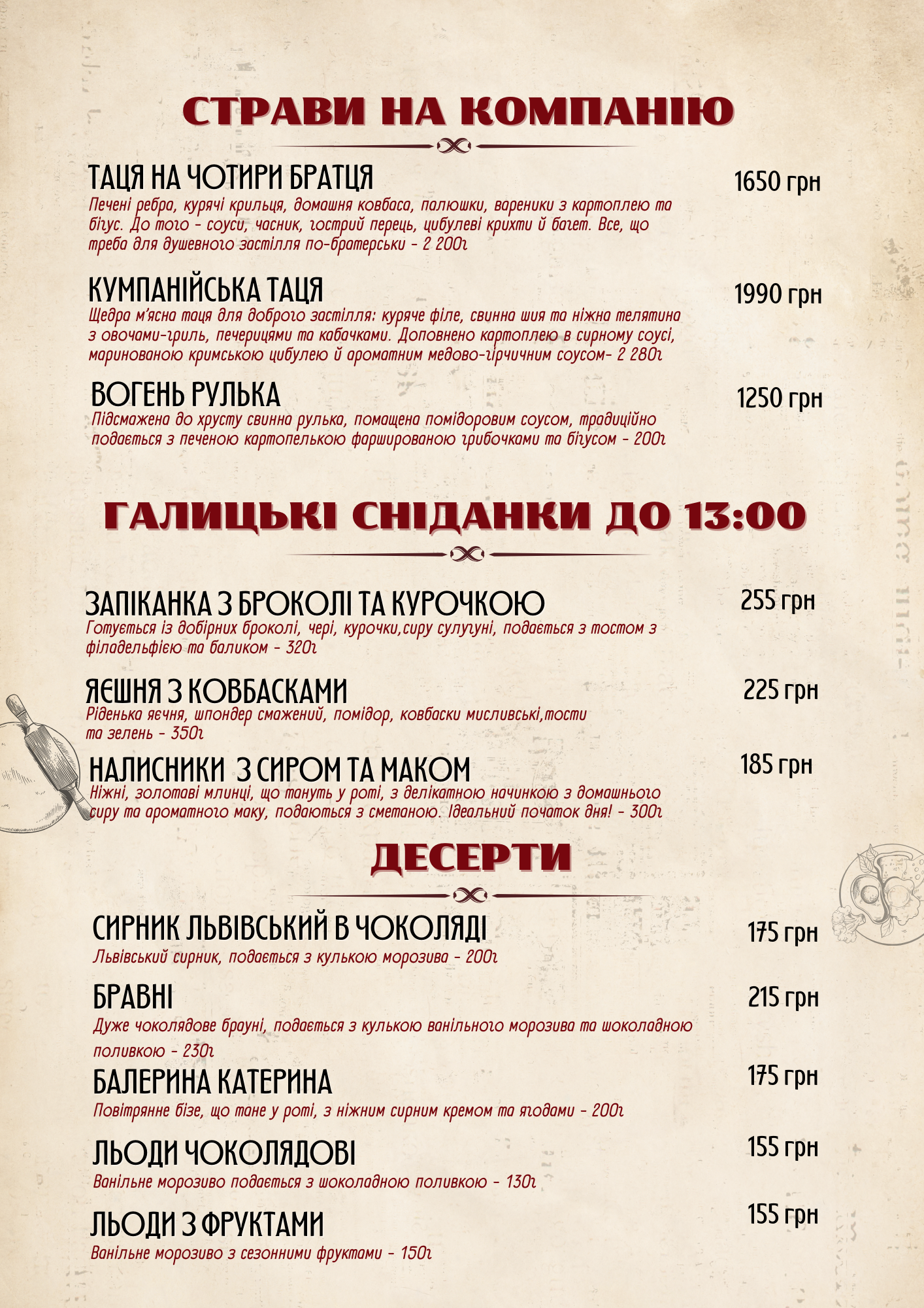 Pidpilʹnyy Kindrat menu 1