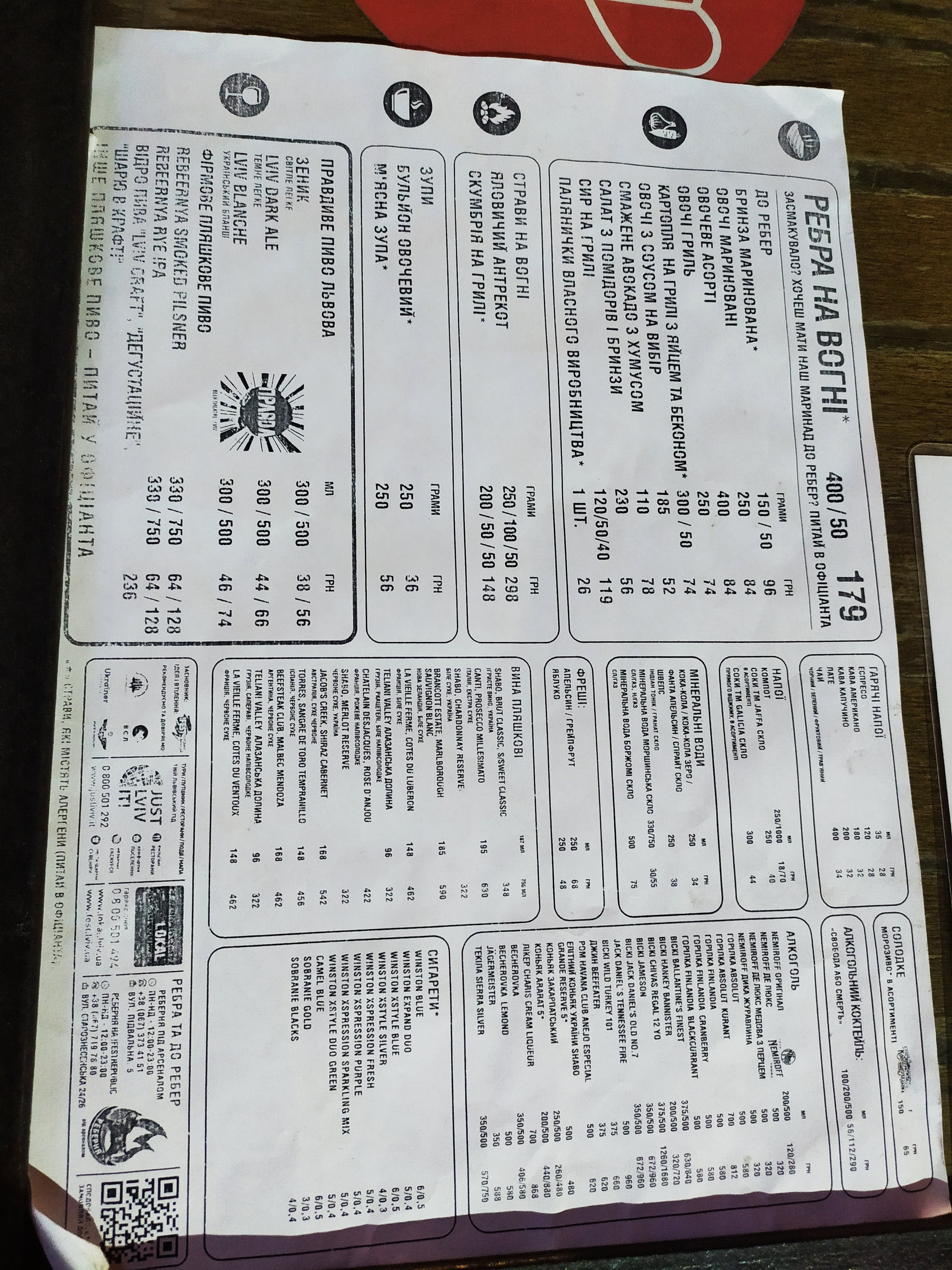 Ribs Restaurant "At Arsenal" menu 4