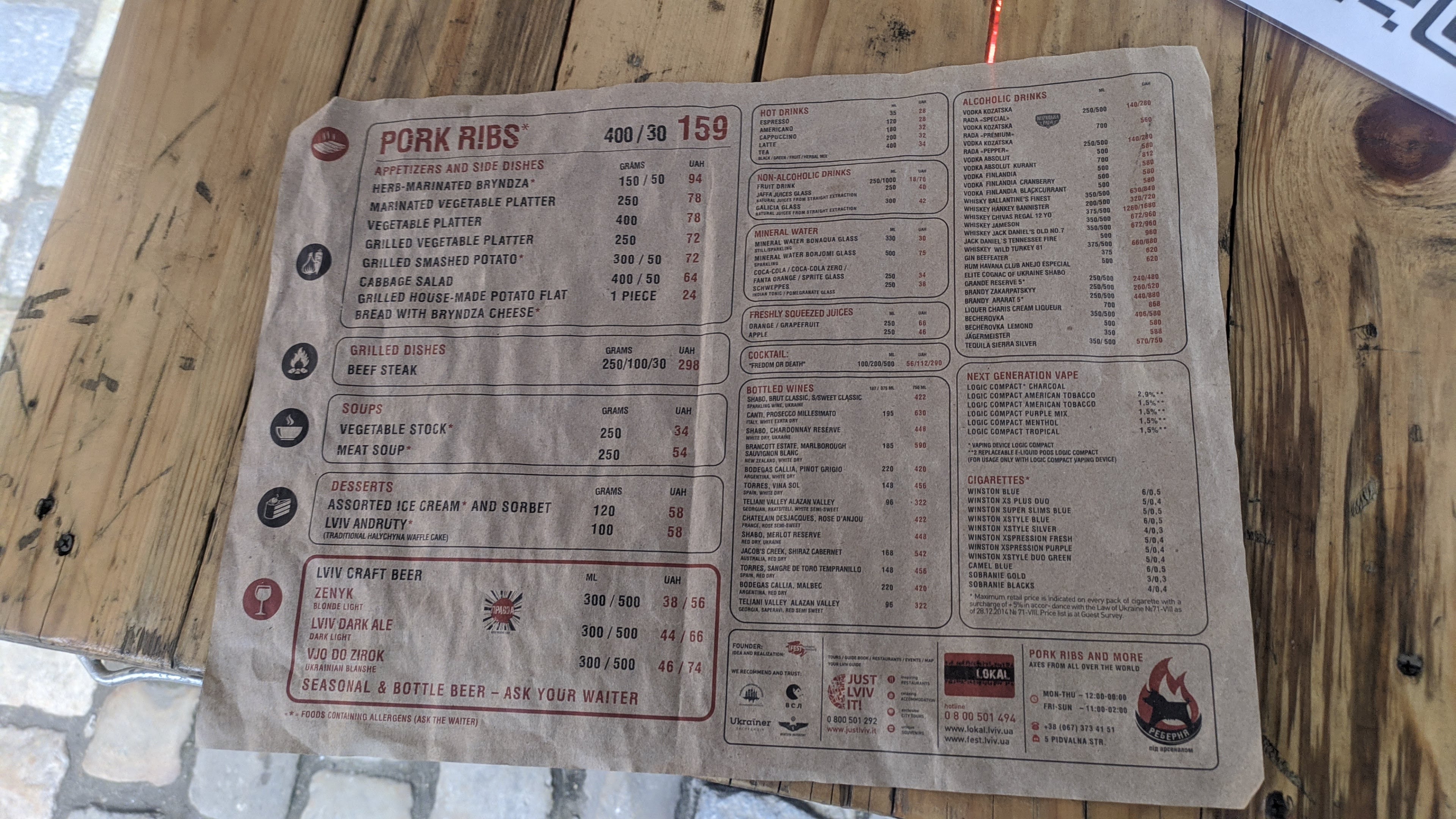 Ribs Restaurant "At Arsenal" menu 11