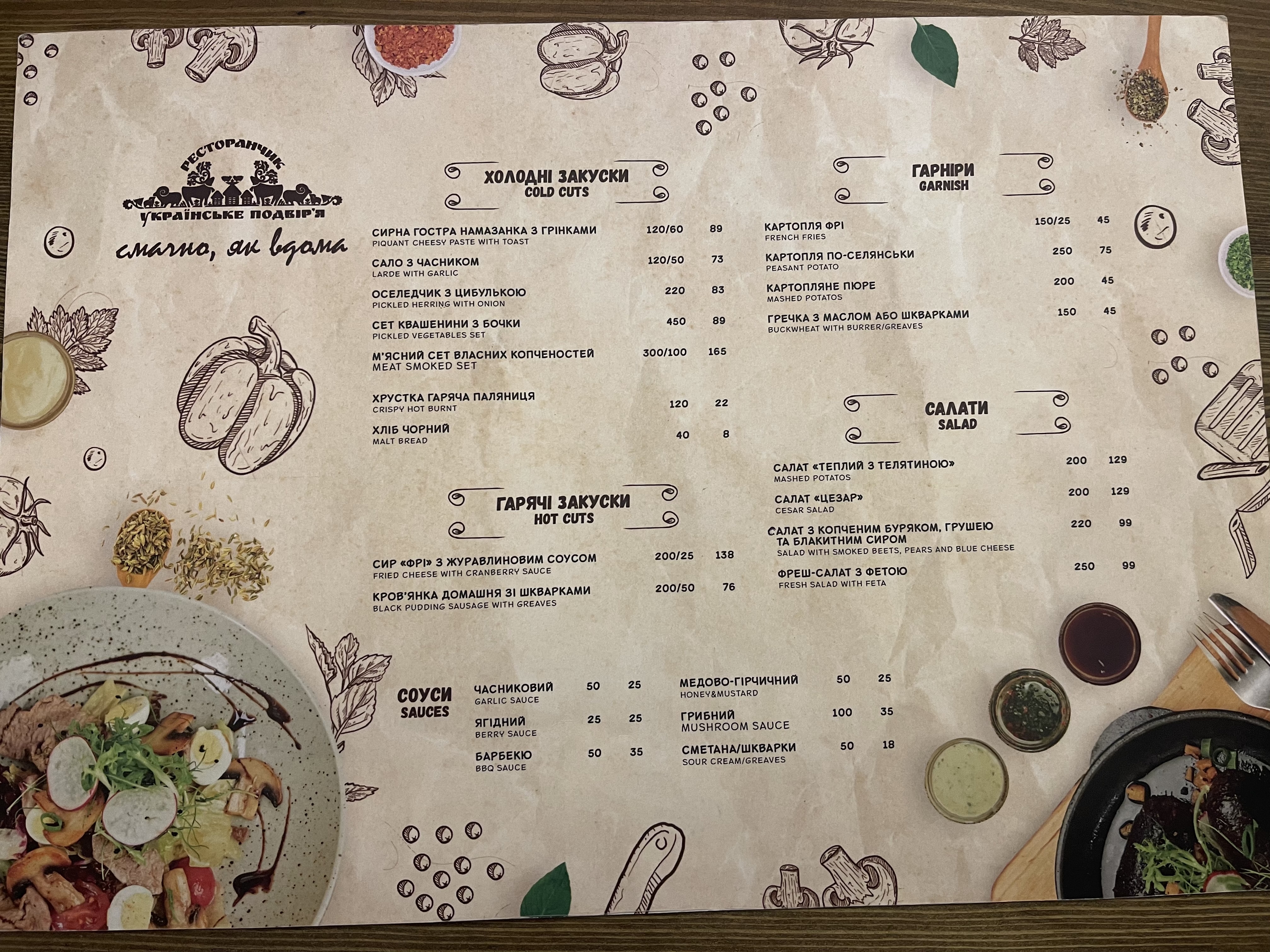 Ukrayinsʹke Podvir'ya menu 9