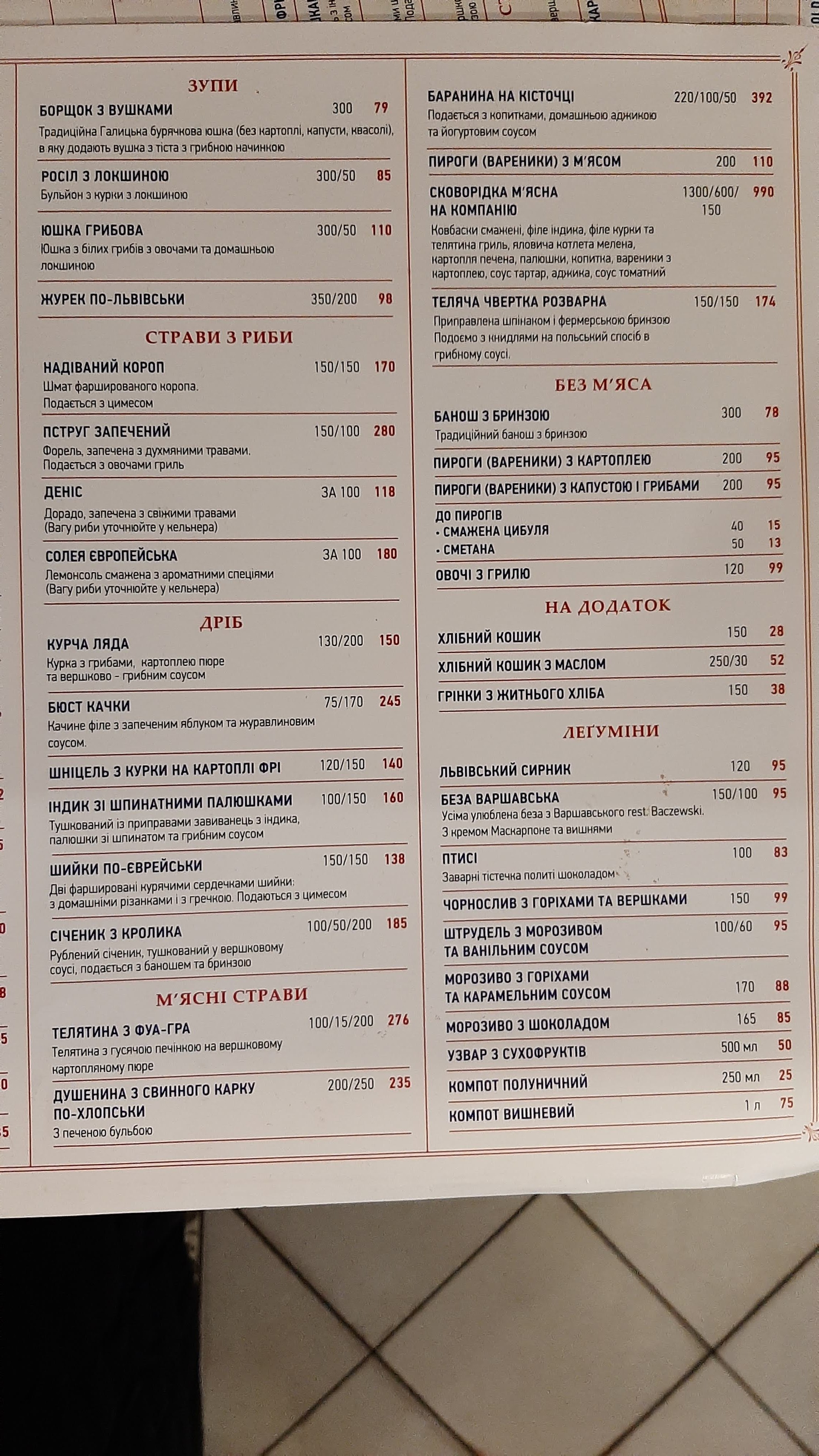 Baczewski Restaurant menu 11