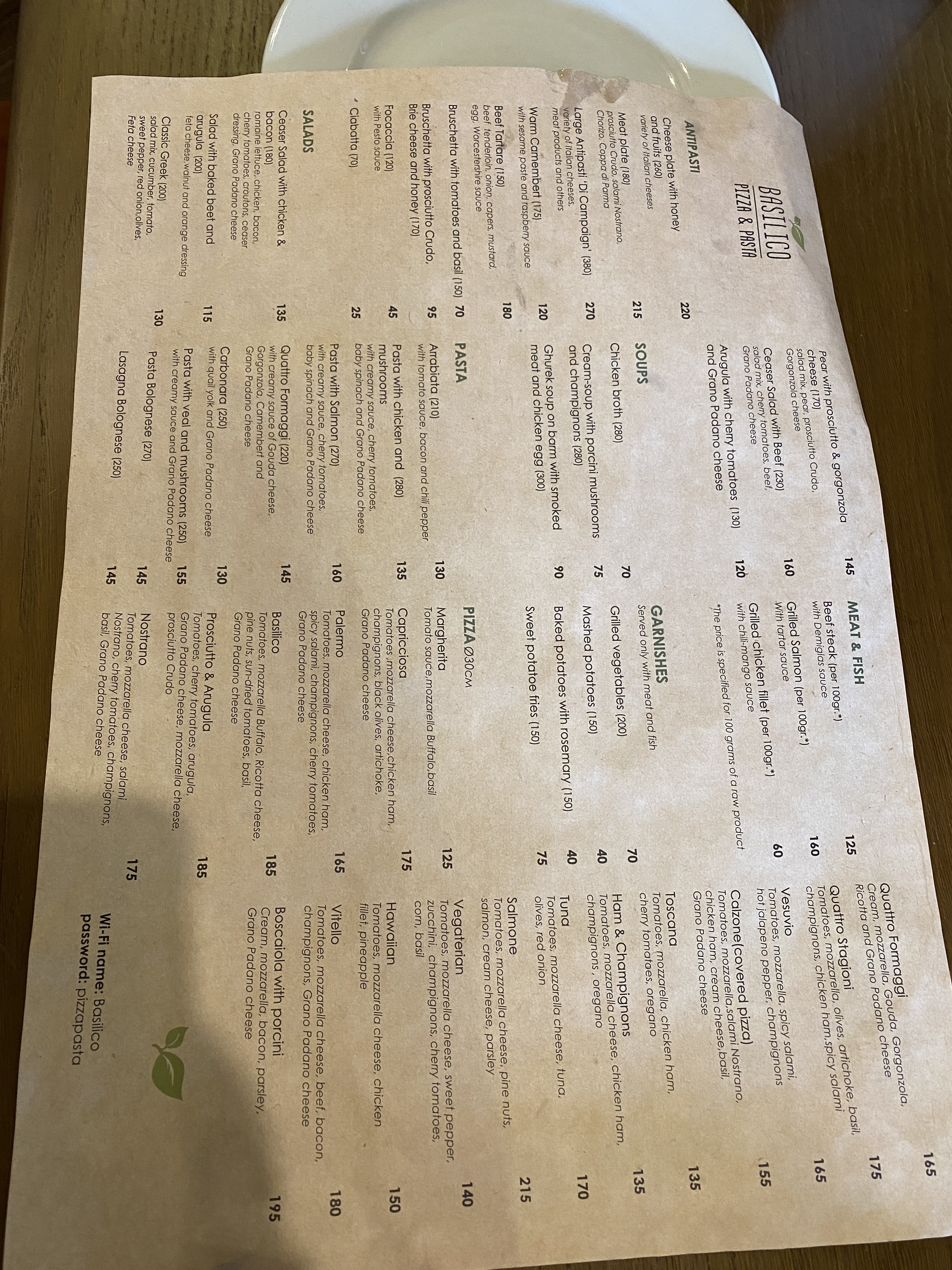 Basilico pizza & pasta menu 5