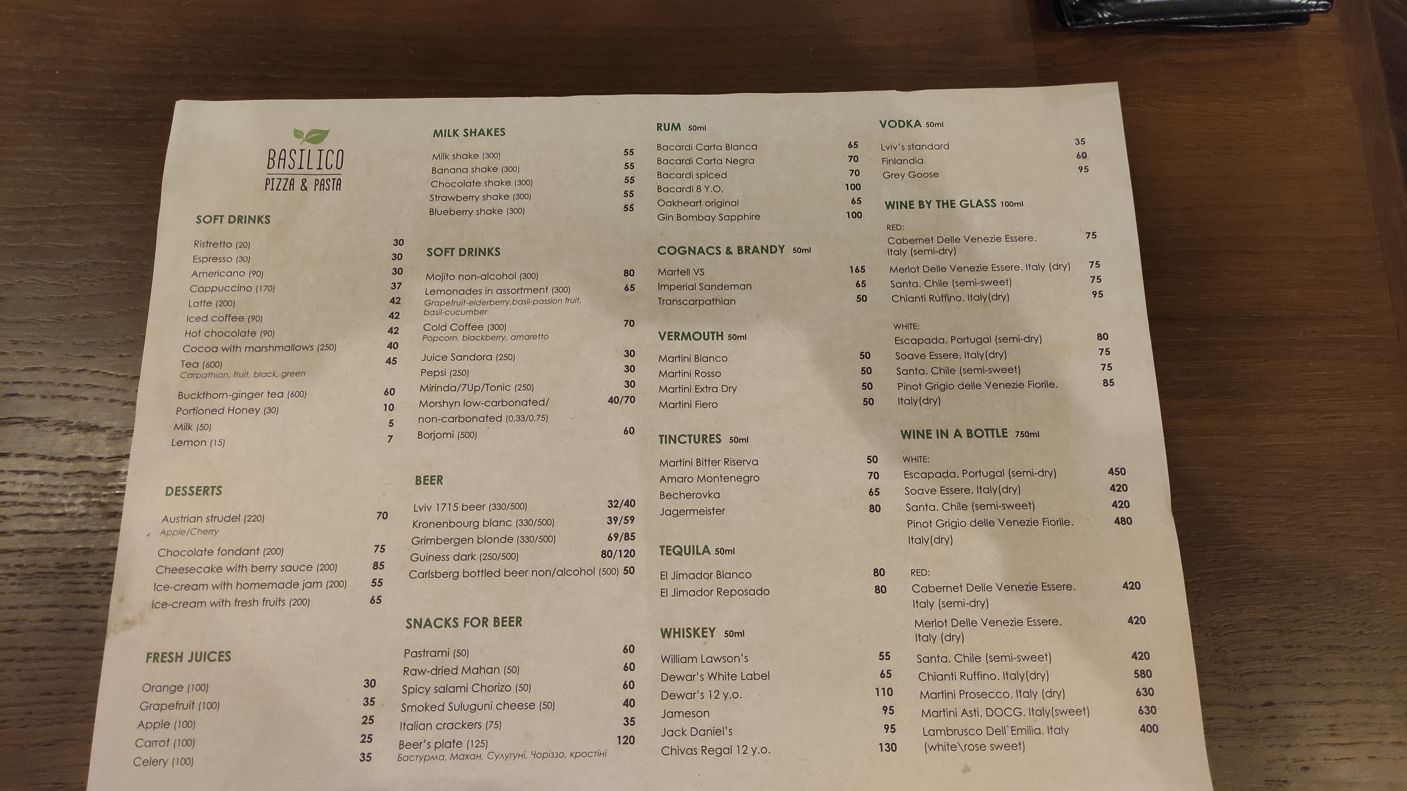 Basilico pizza & pasta menu 8