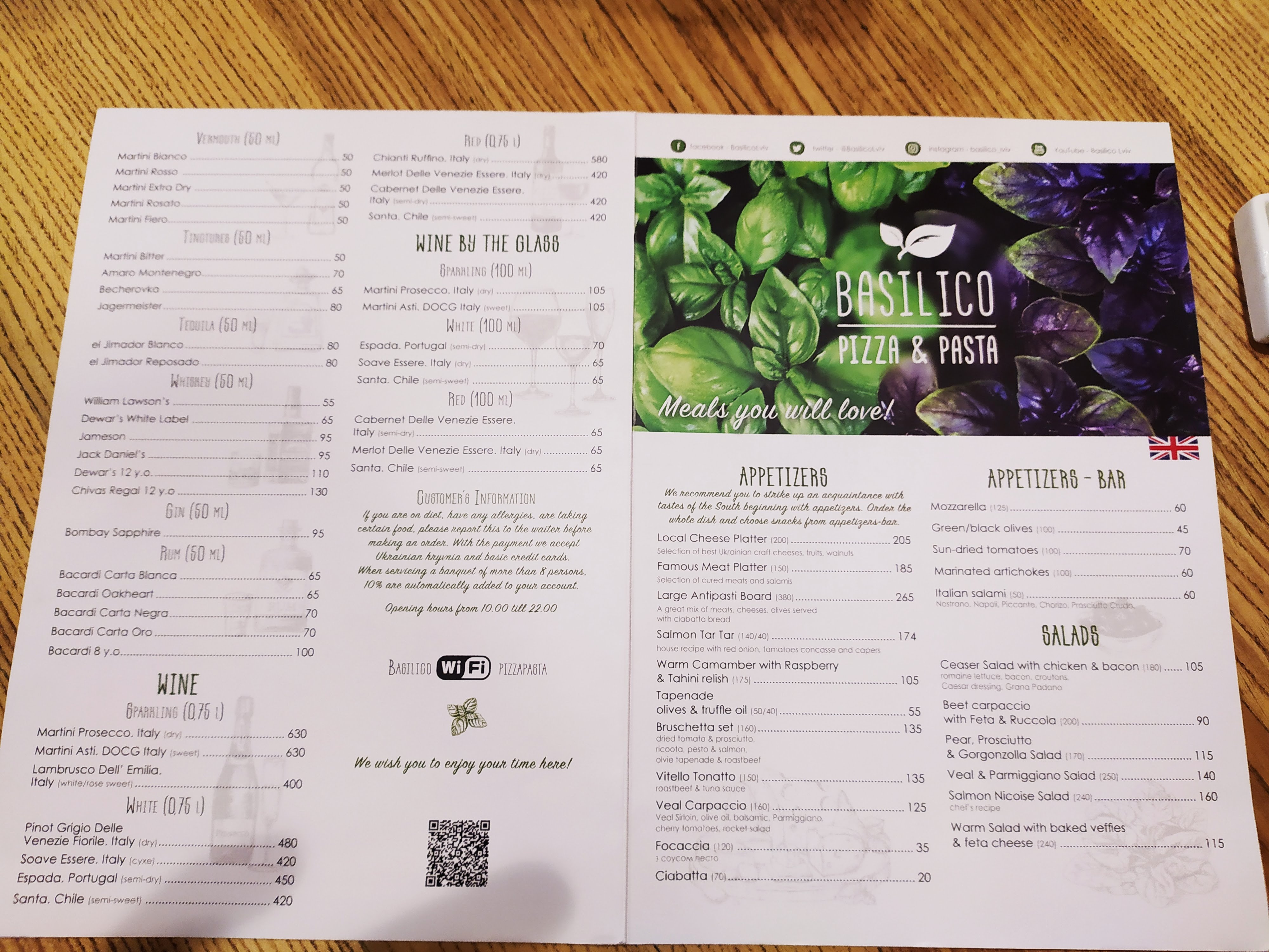 Basilico pizza & pasta menu 12