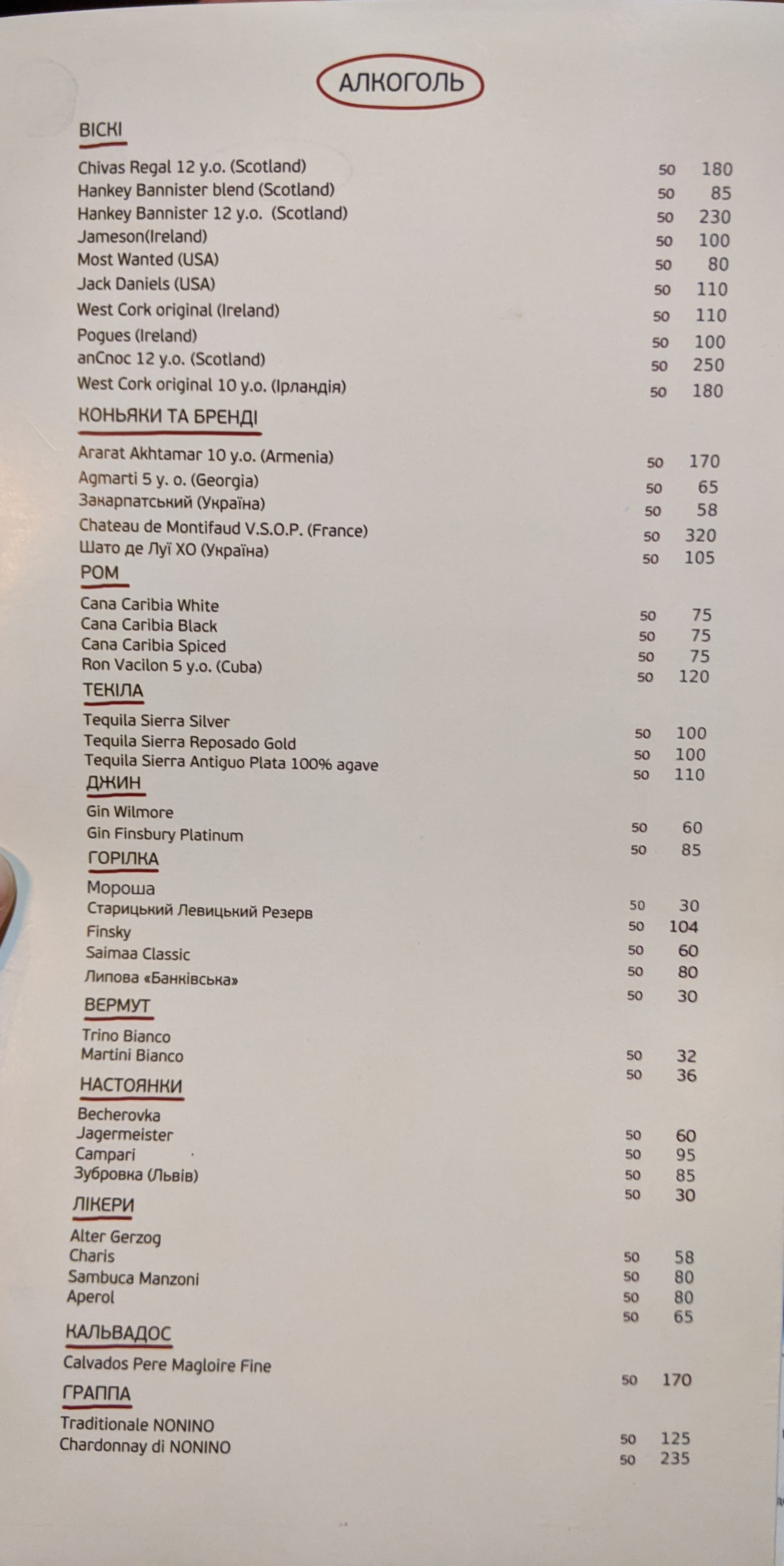 Mons Pius menu 7
