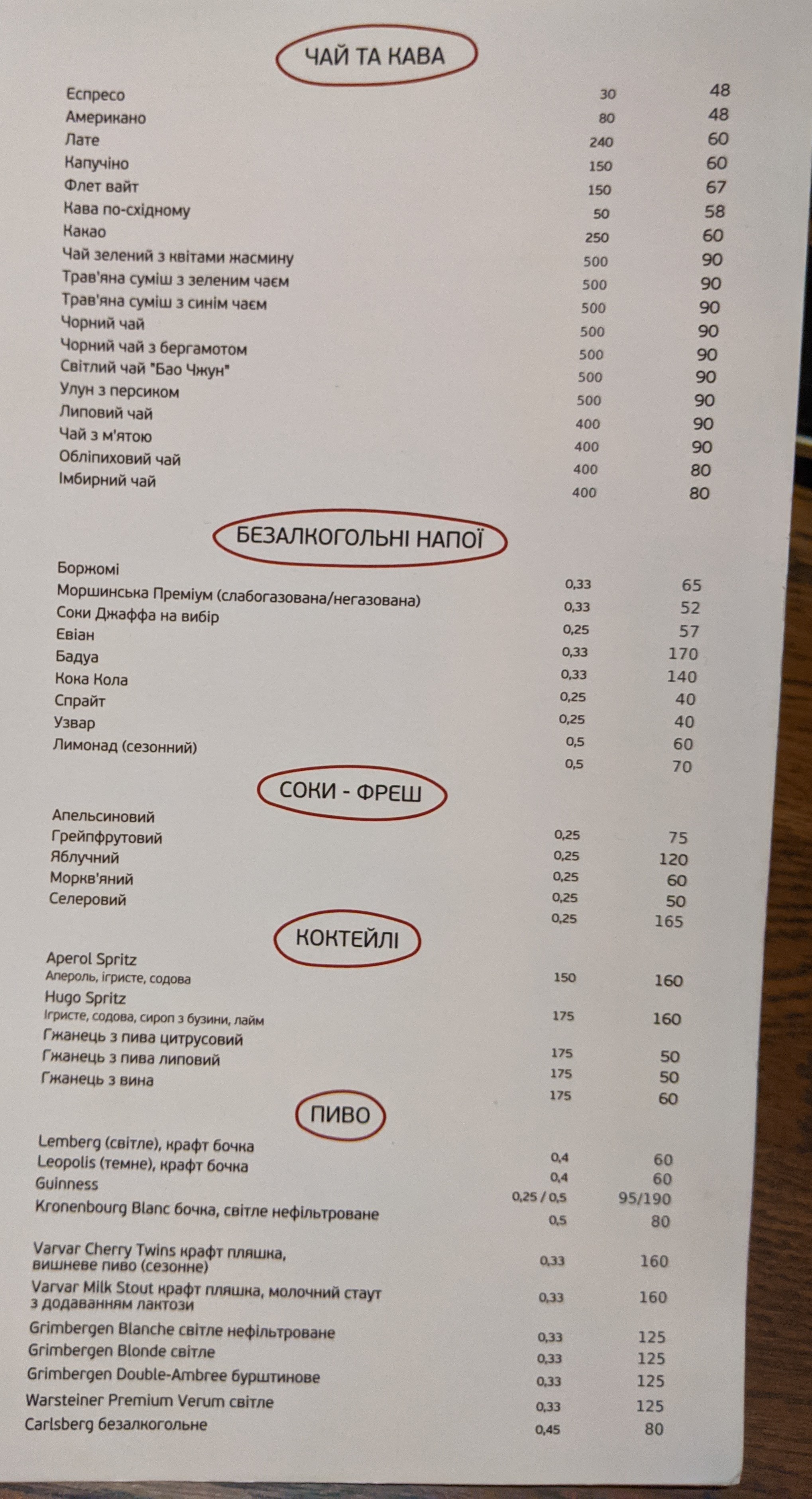 Mons Pius menu 9