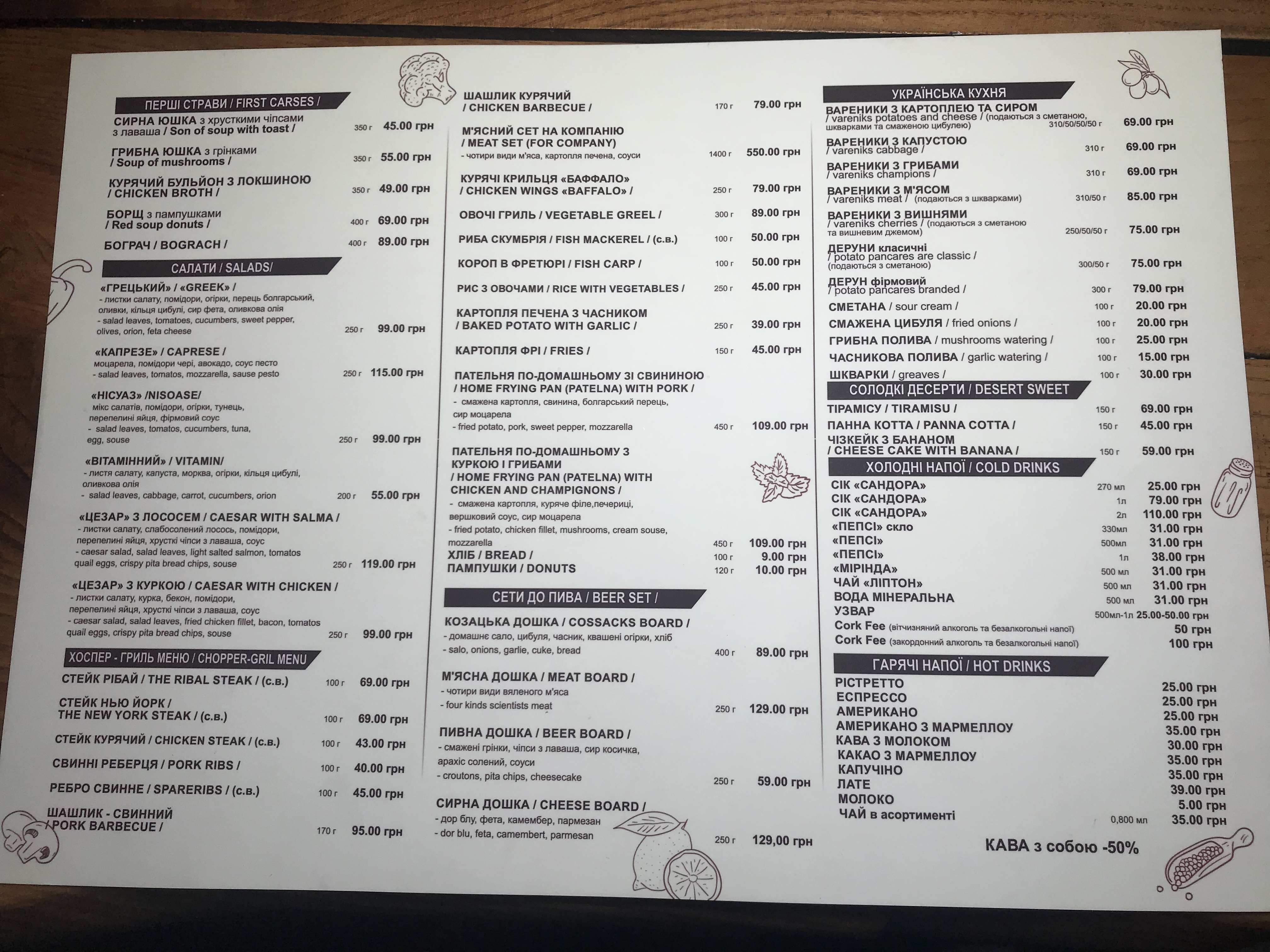 Ресторація LANATA menu 2