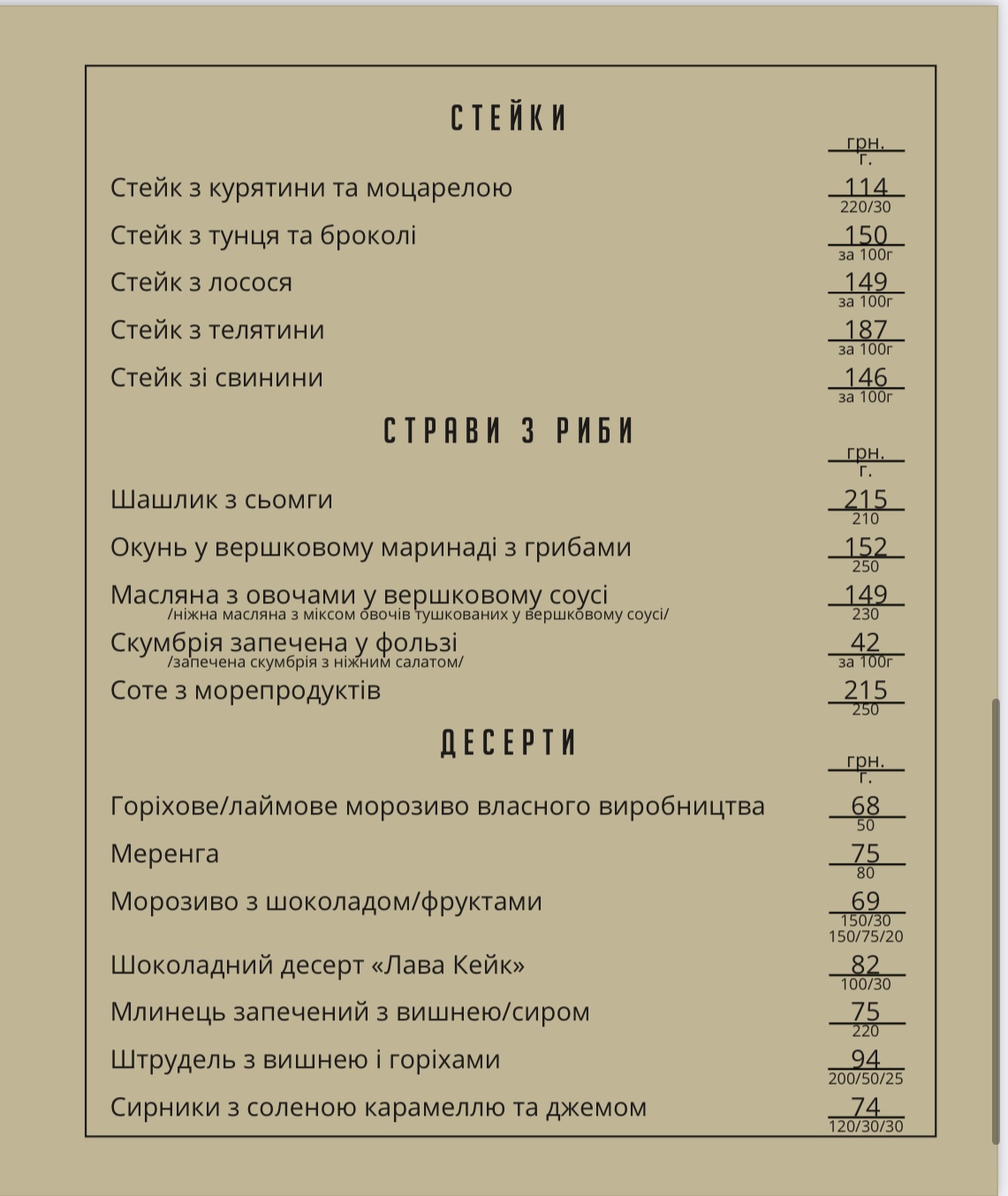 Cherchyllʹ menu 6