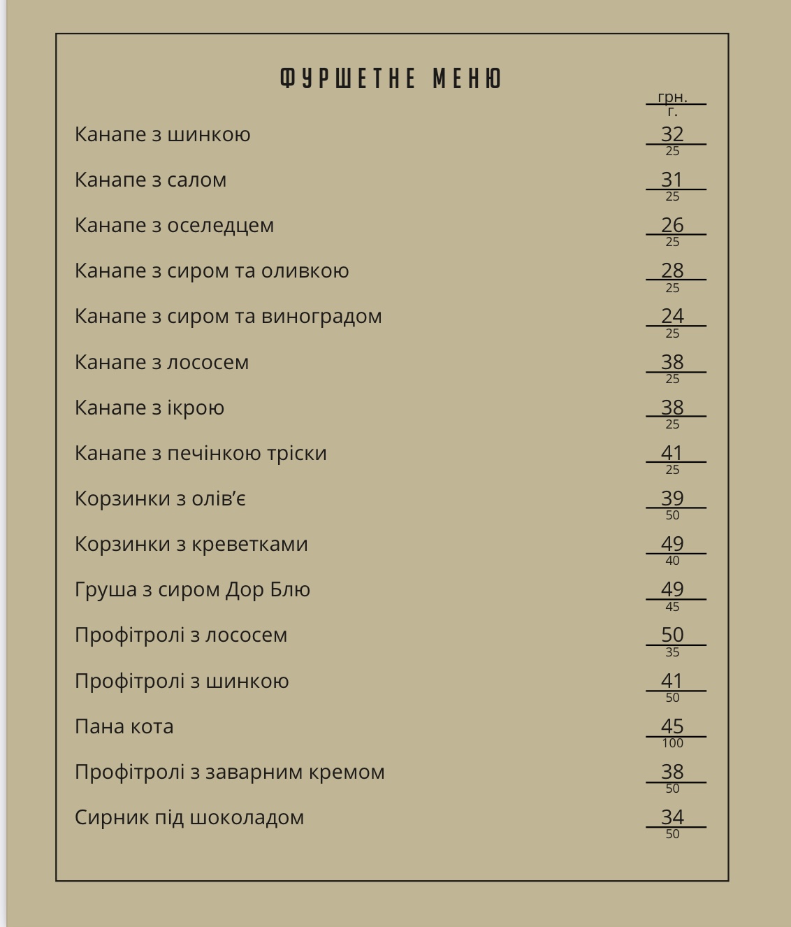 Cherchyllʹ menu 8