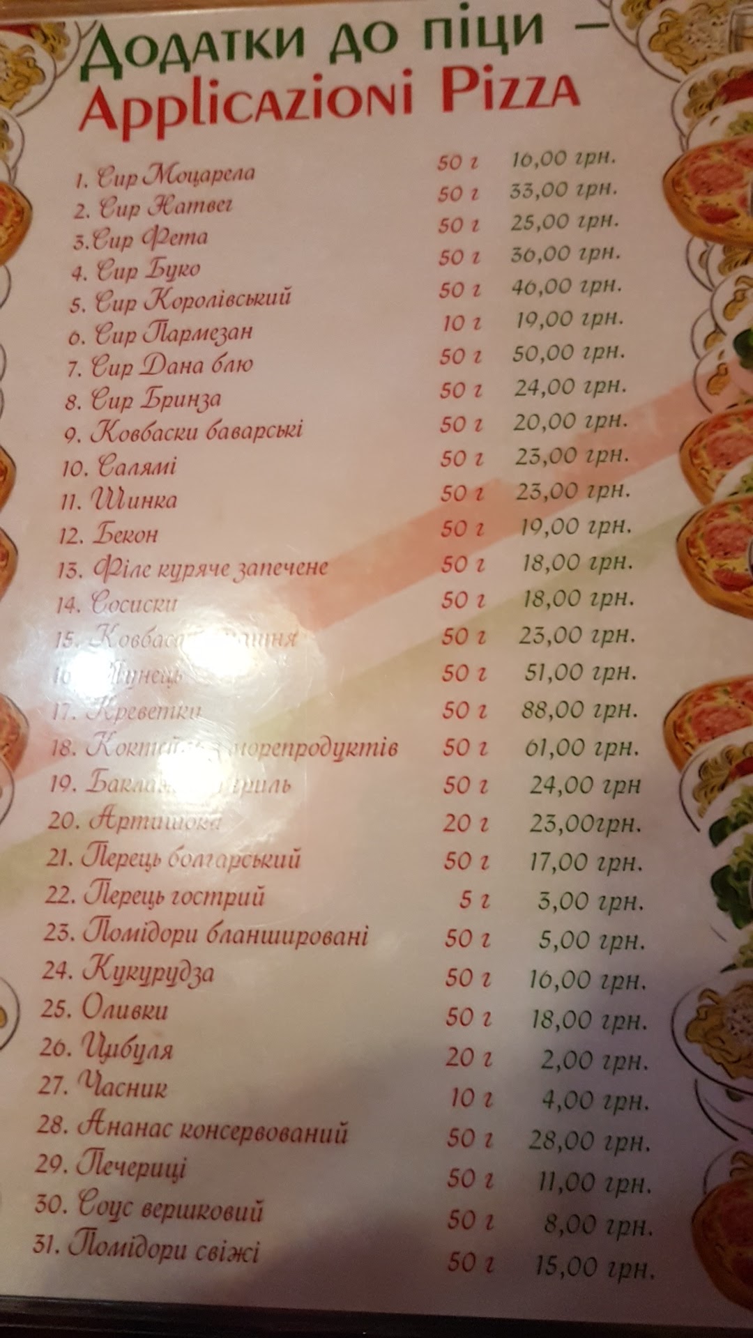 Peperoni menu 8