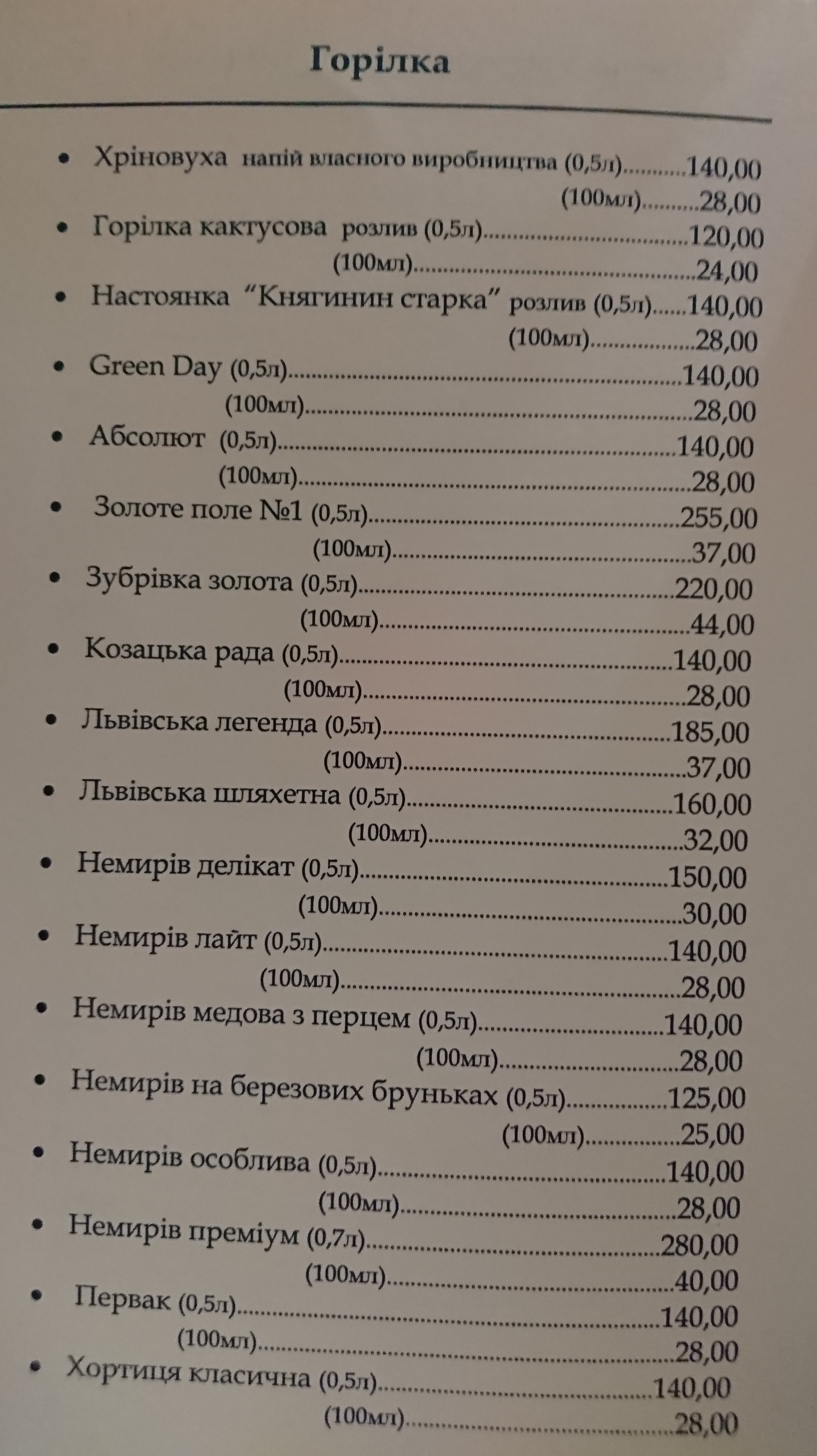 Stozhary Restoran menu 6