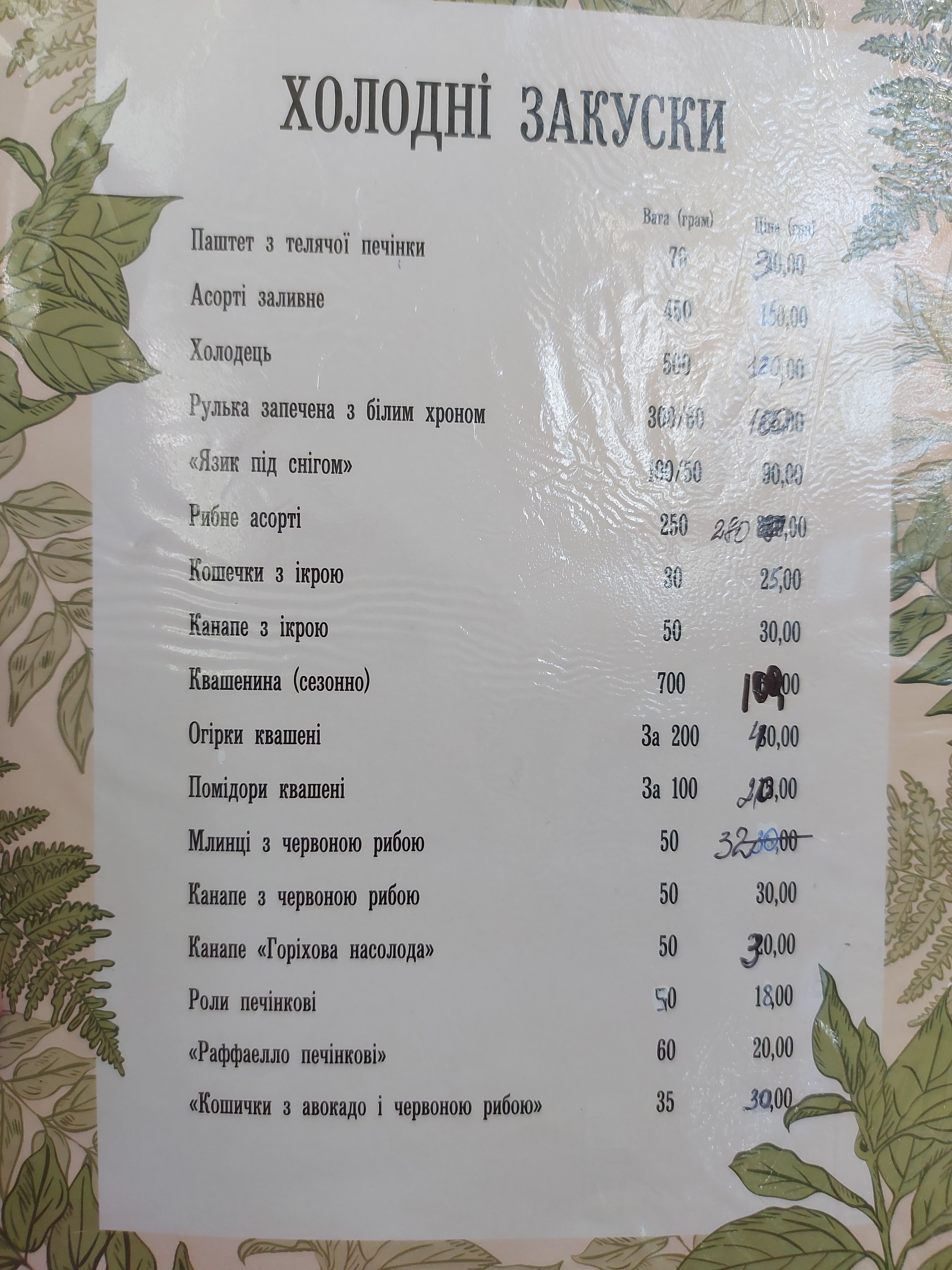 Zymovyy Sad menu 3