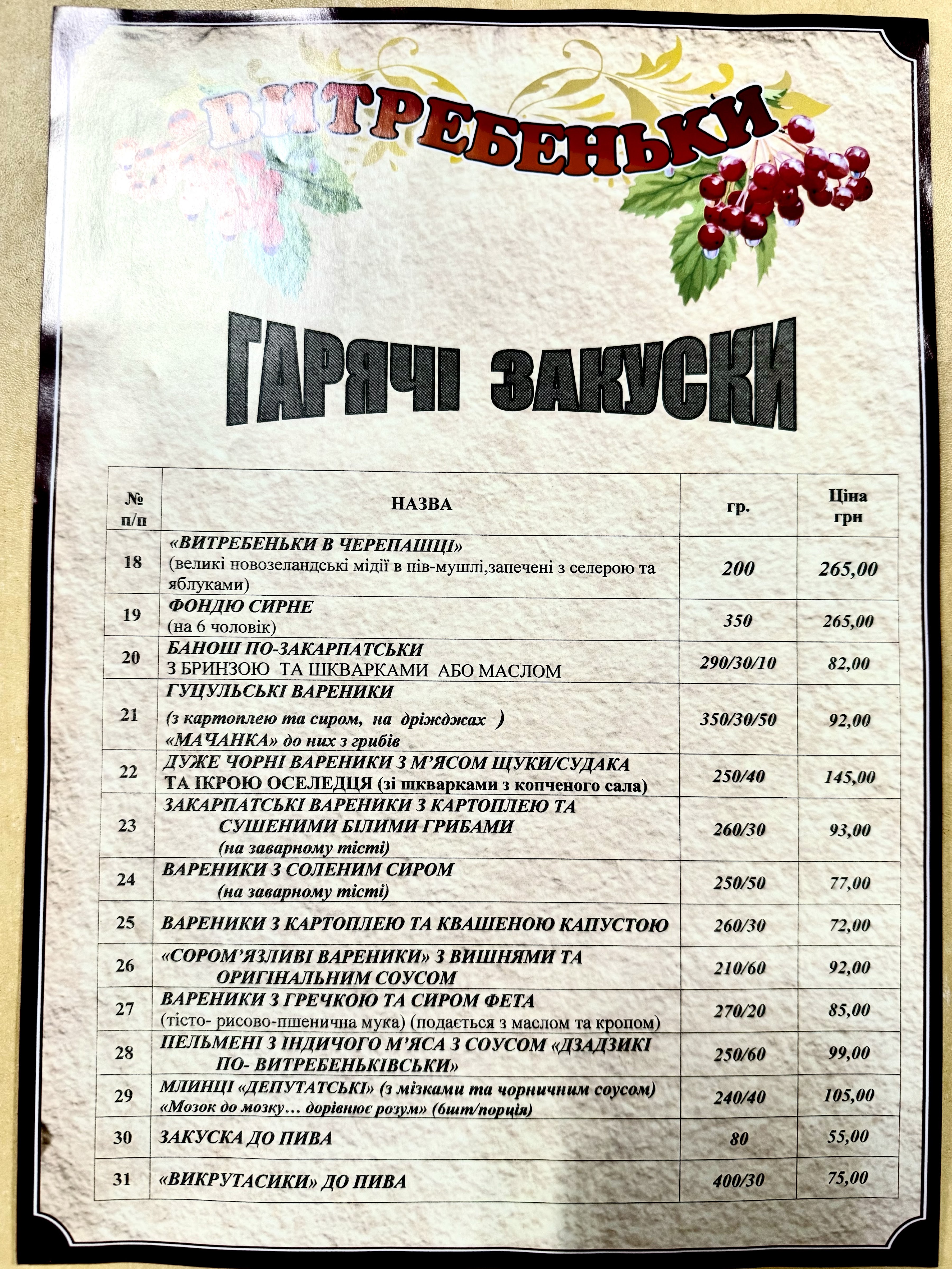 Vytrebenʹky menu 8