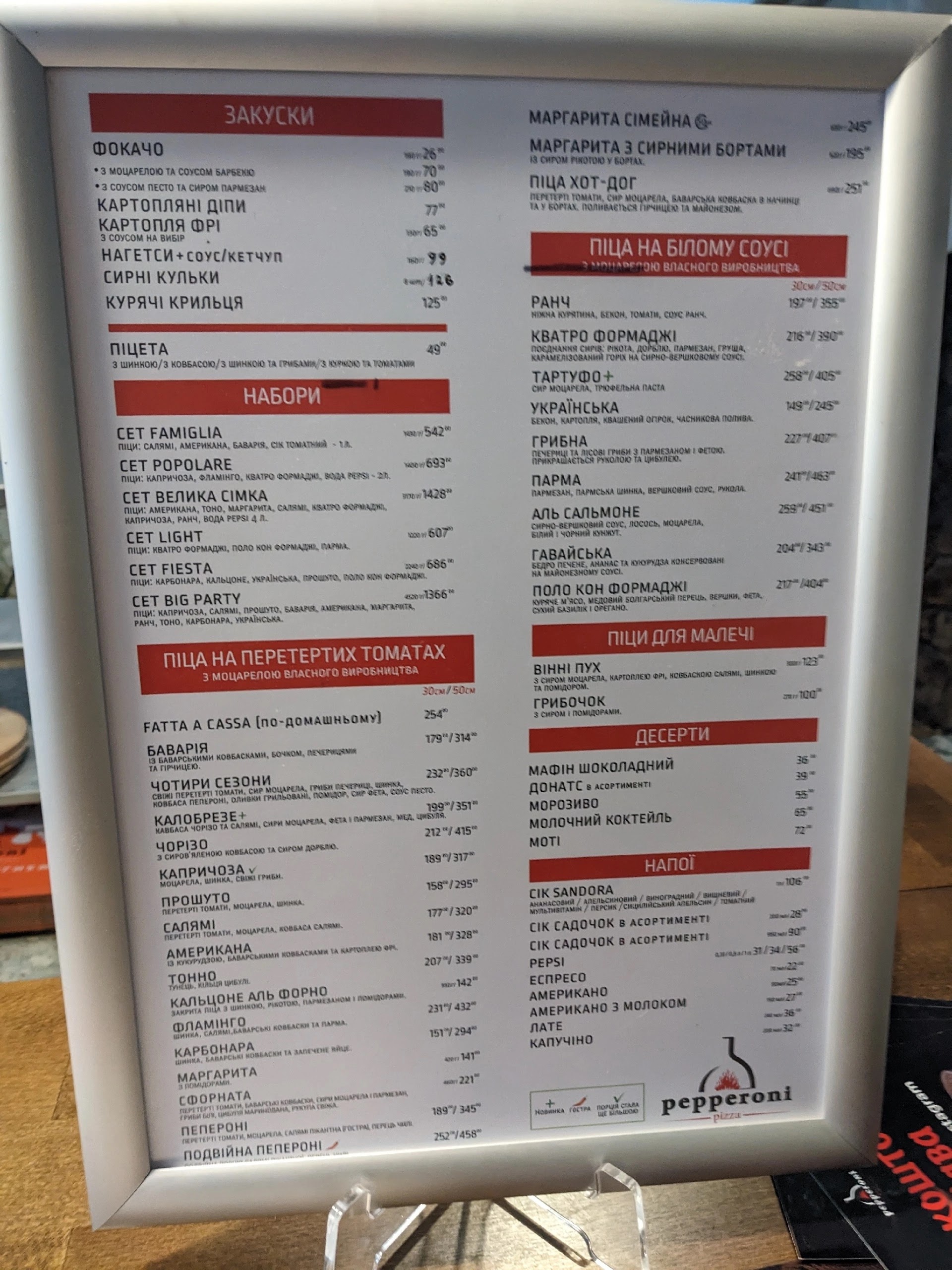 Pepperonipizza menu 1