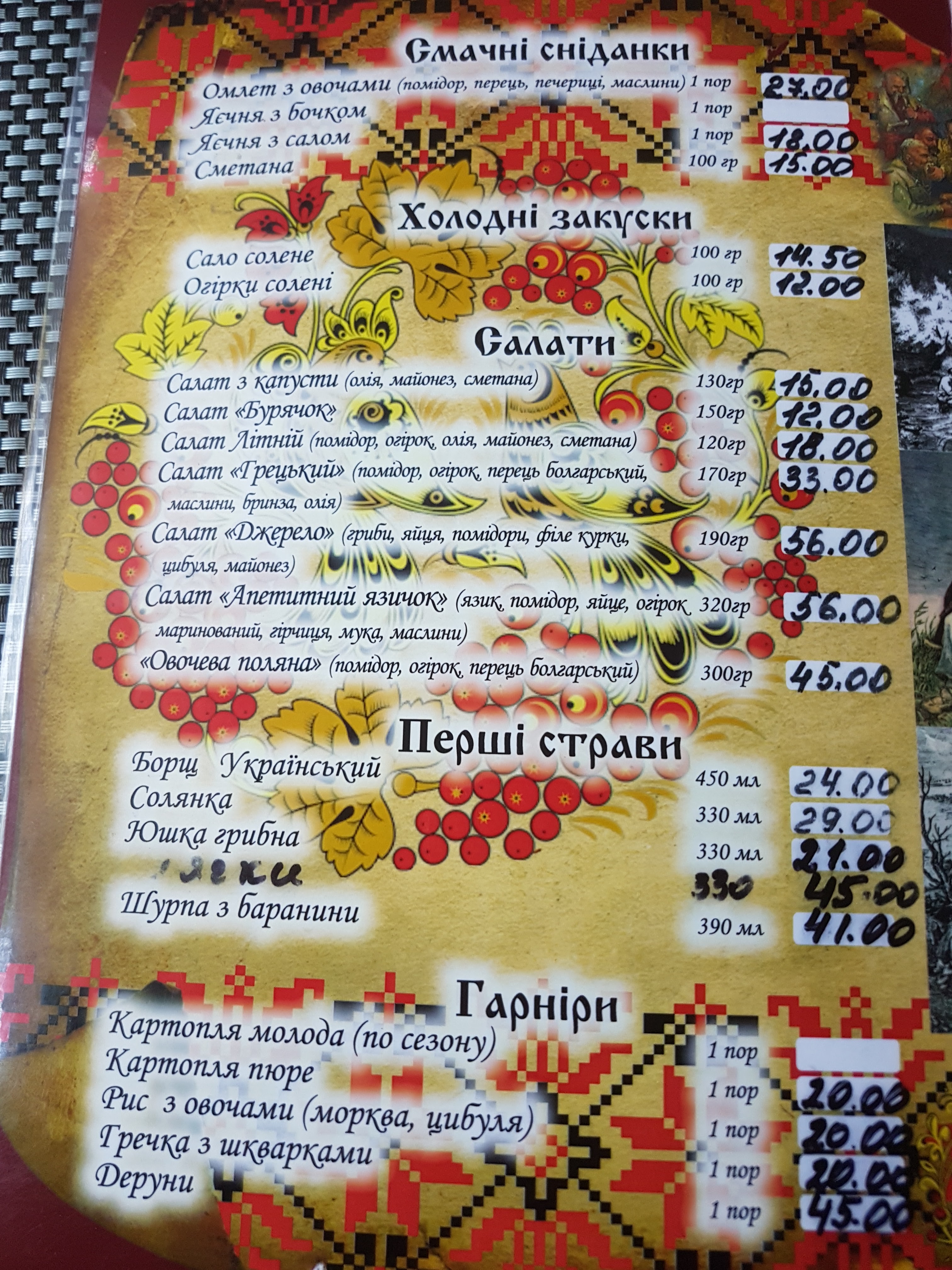 Ресторація «Шевченкове Джерело» menu 9