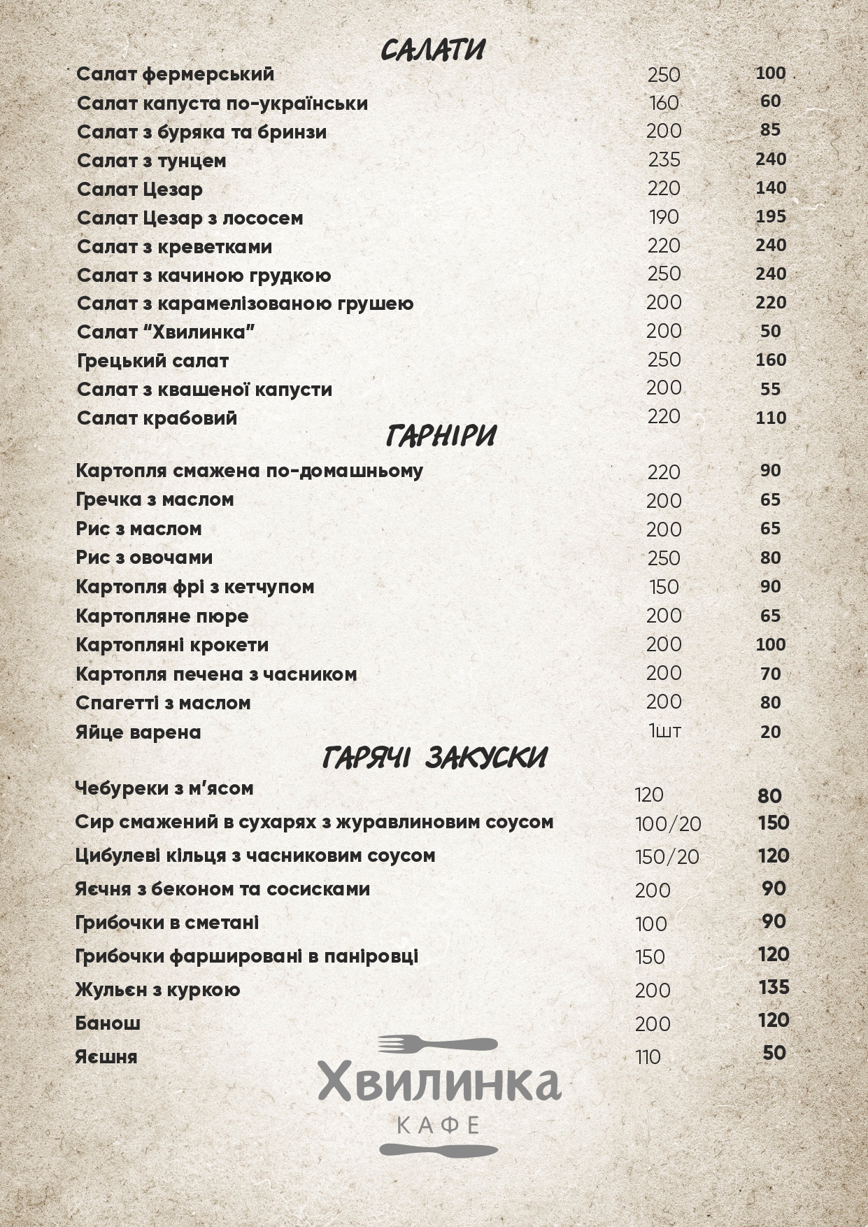 Khvylynka menu 3