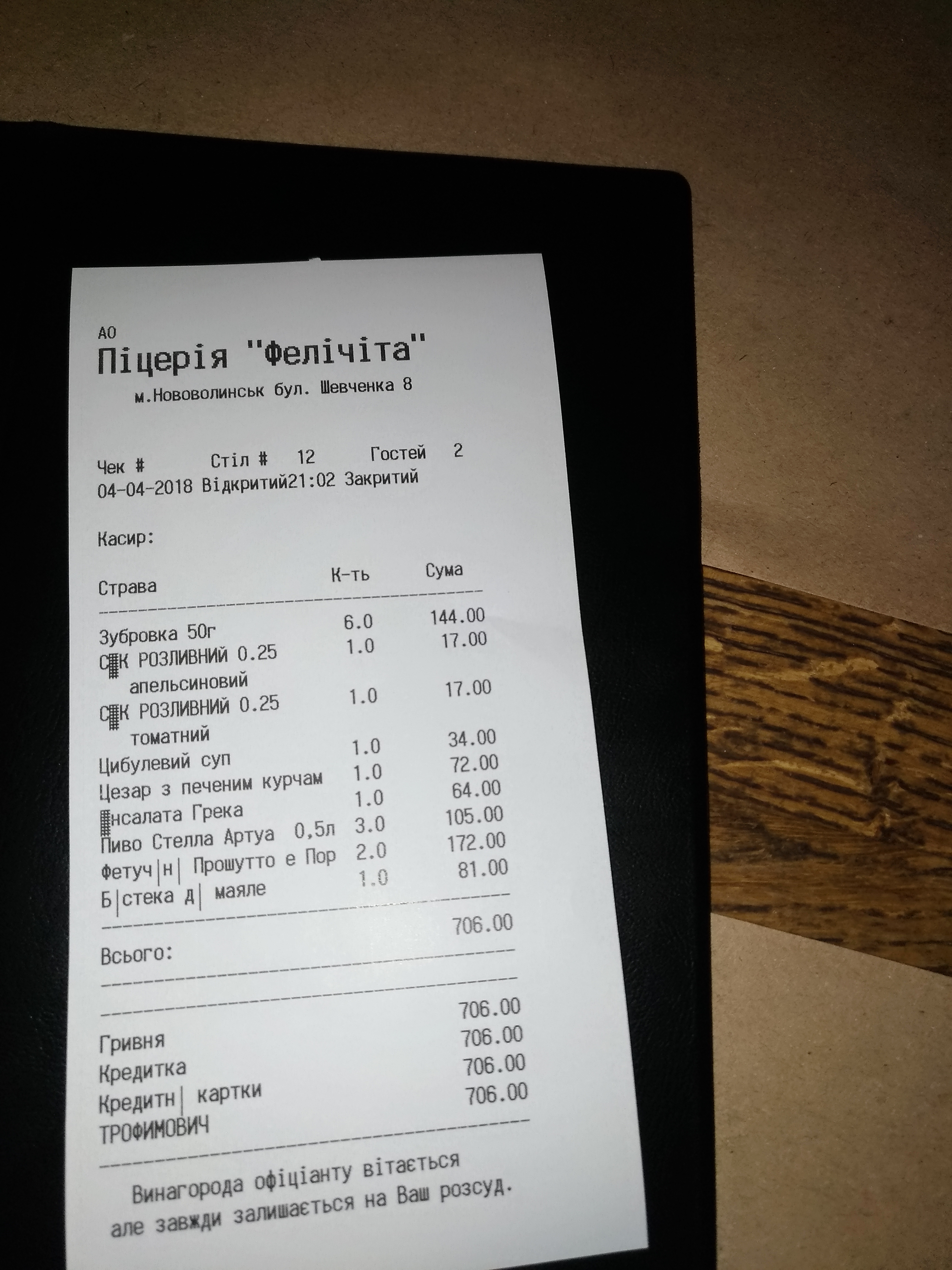 Felichita menu 9