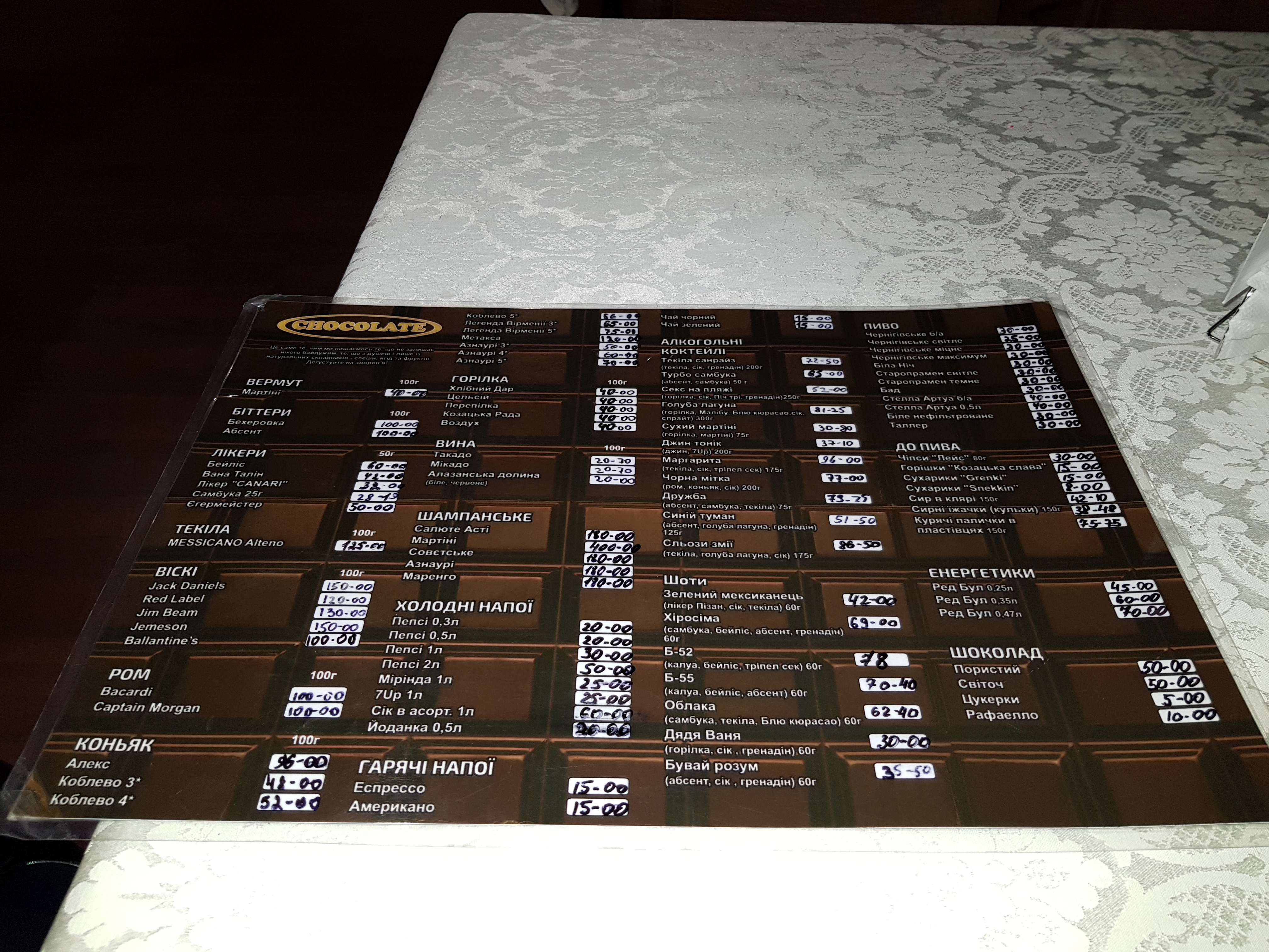 Knyahyni Olʹhy menu 2