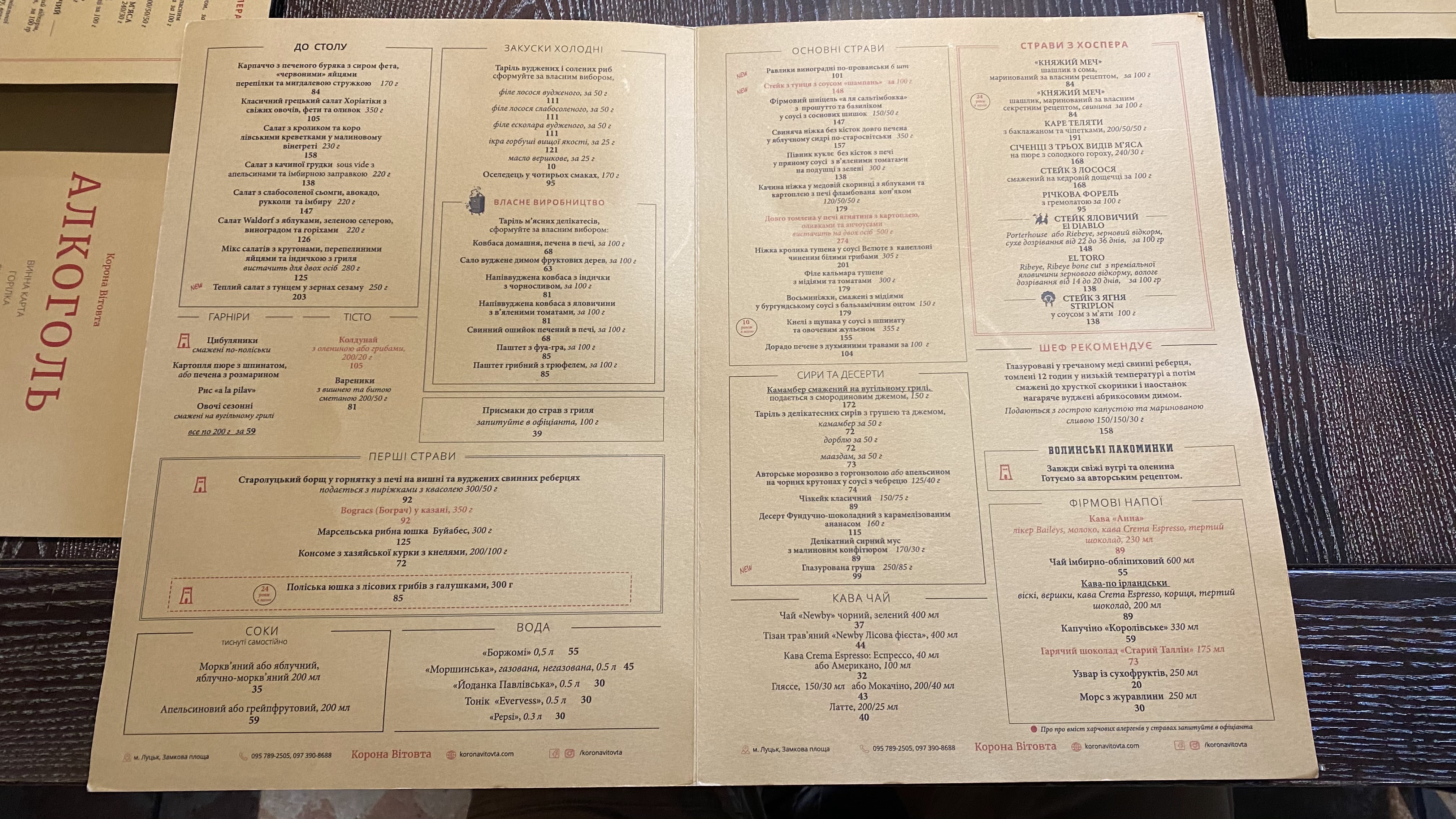 Vitovt's Crown menu 11