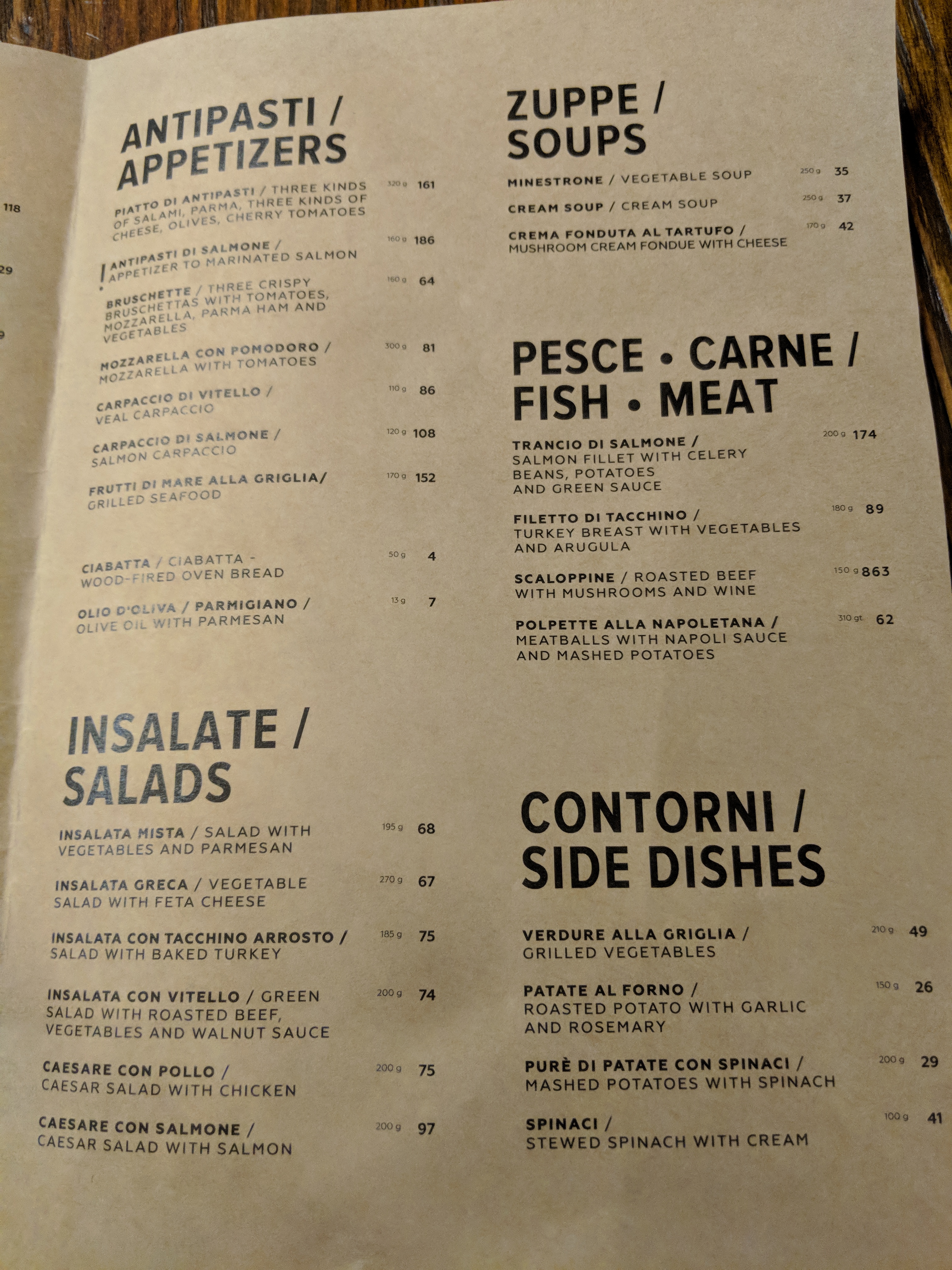 Felicita menu 1