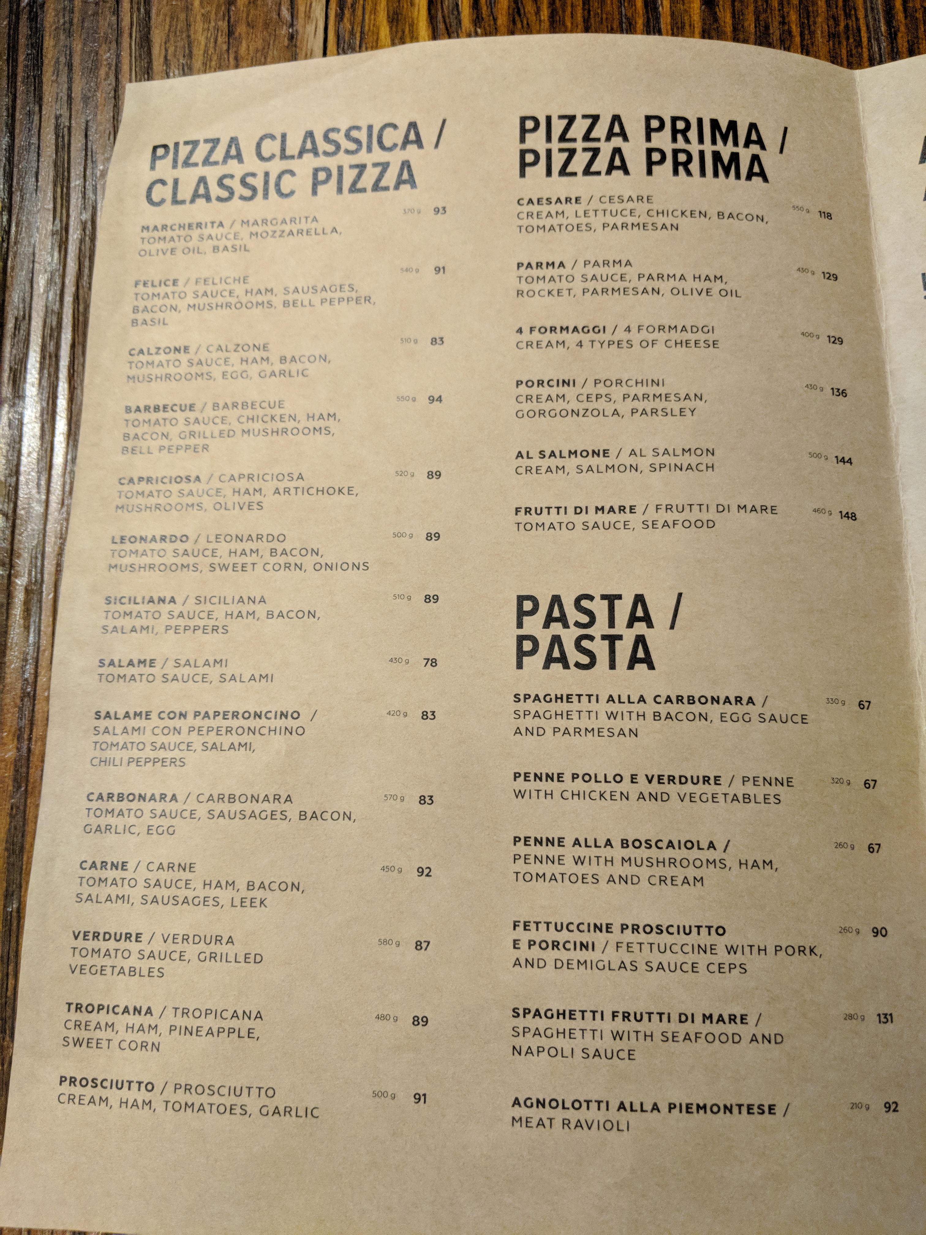 Felicita menu 2