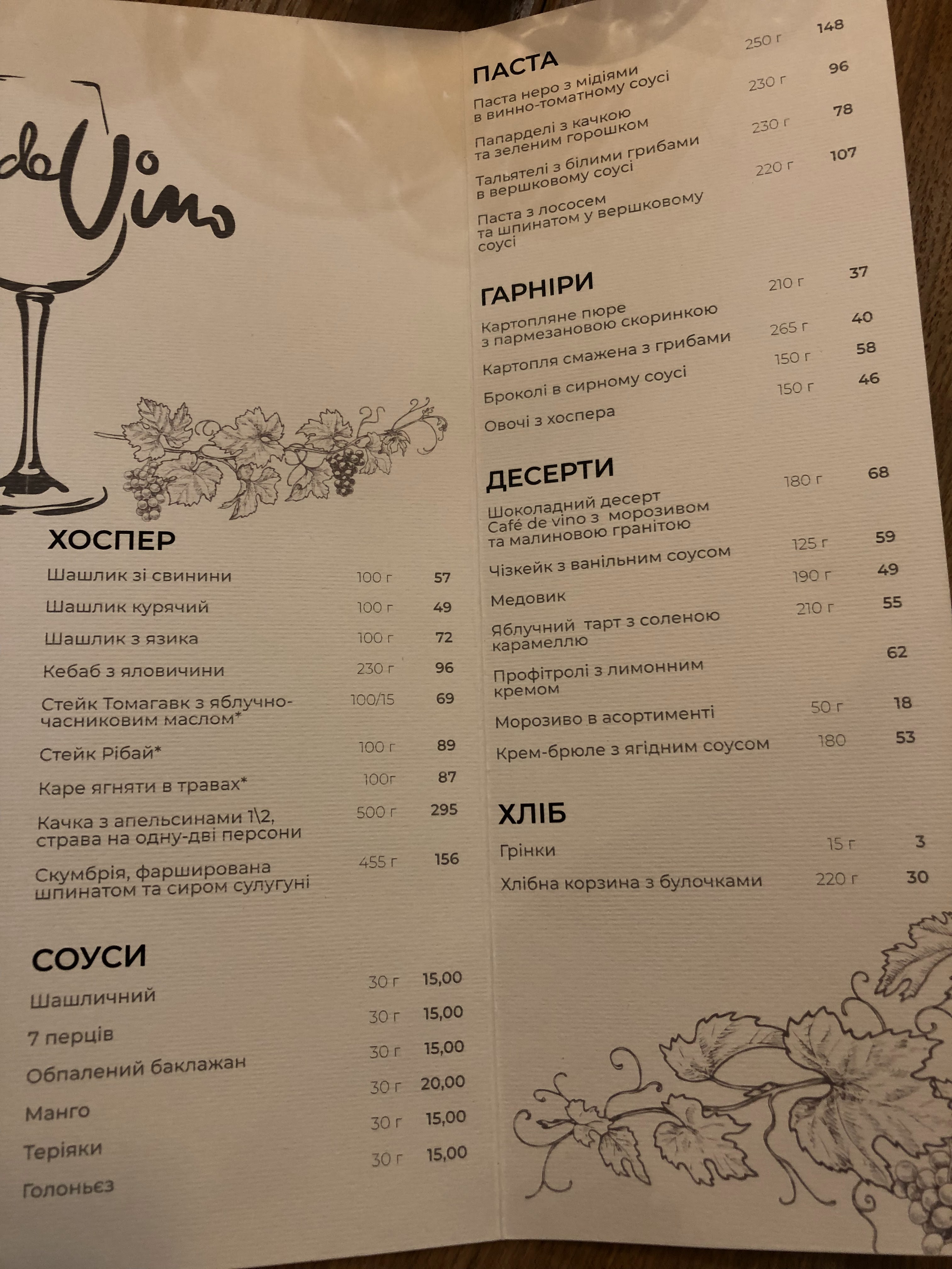 Cafe de Vino menu 5