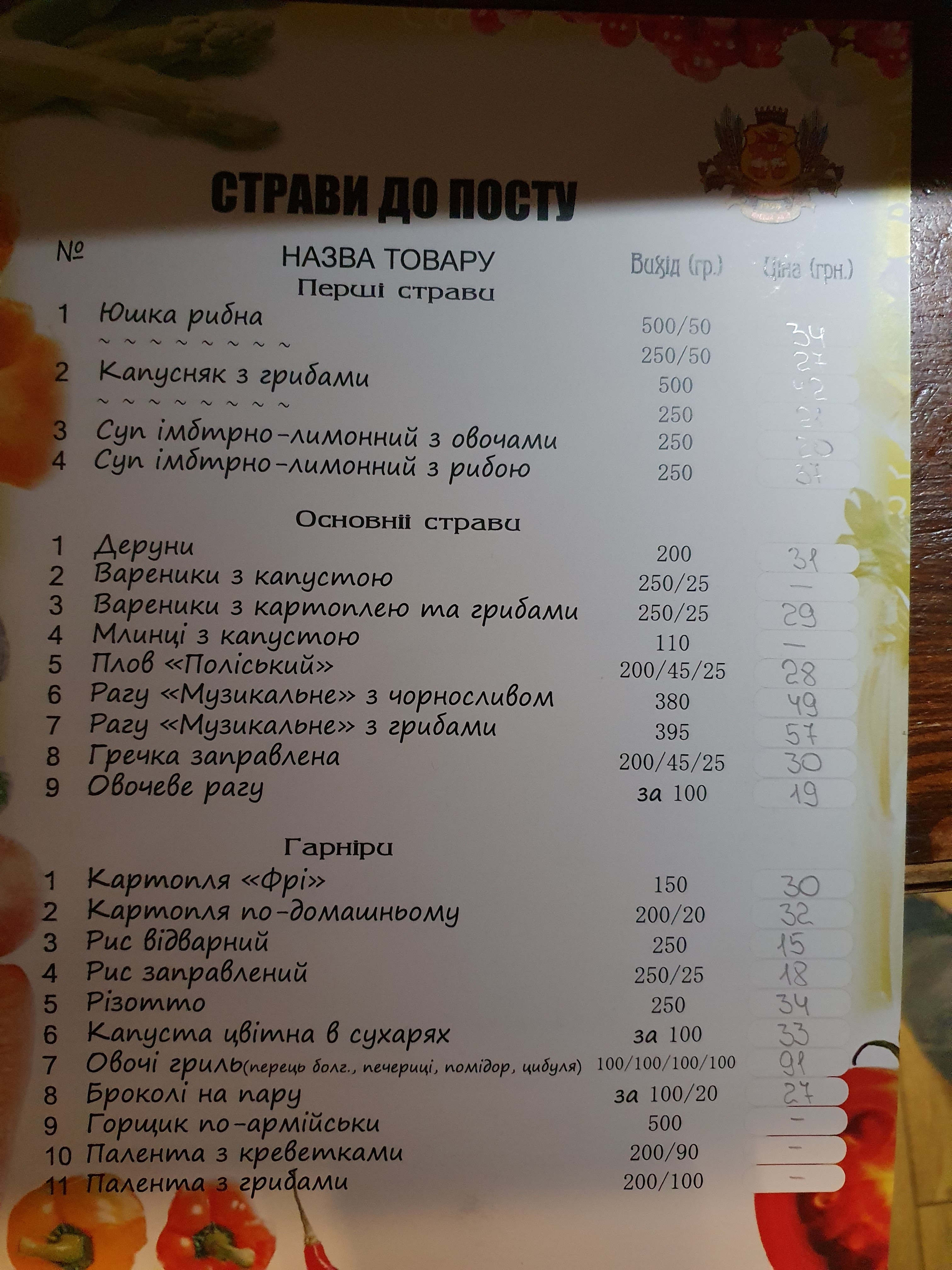 Obolon menu 1