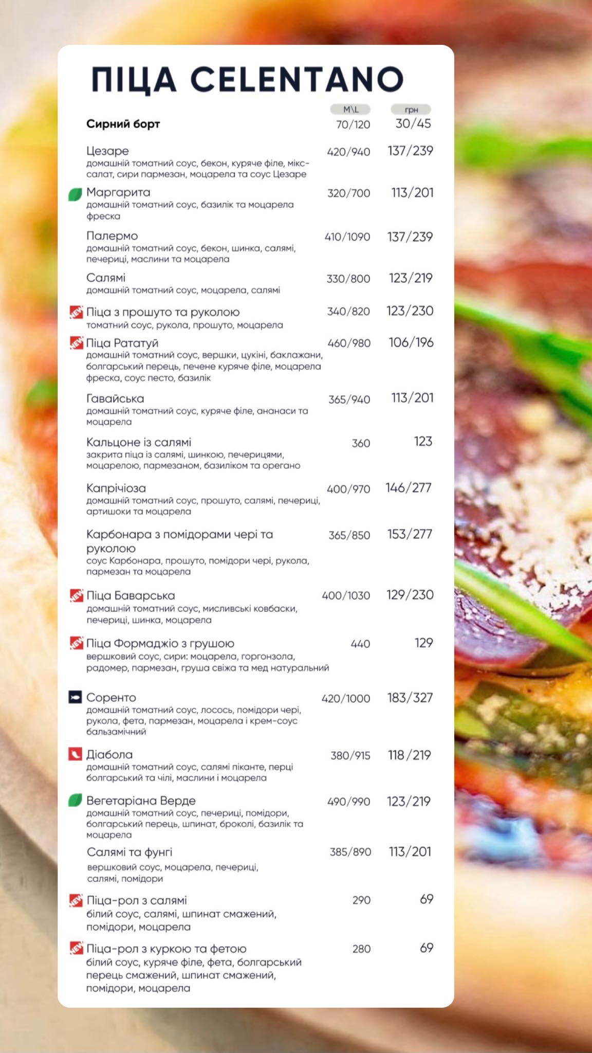 Pizza Celentano menu 6