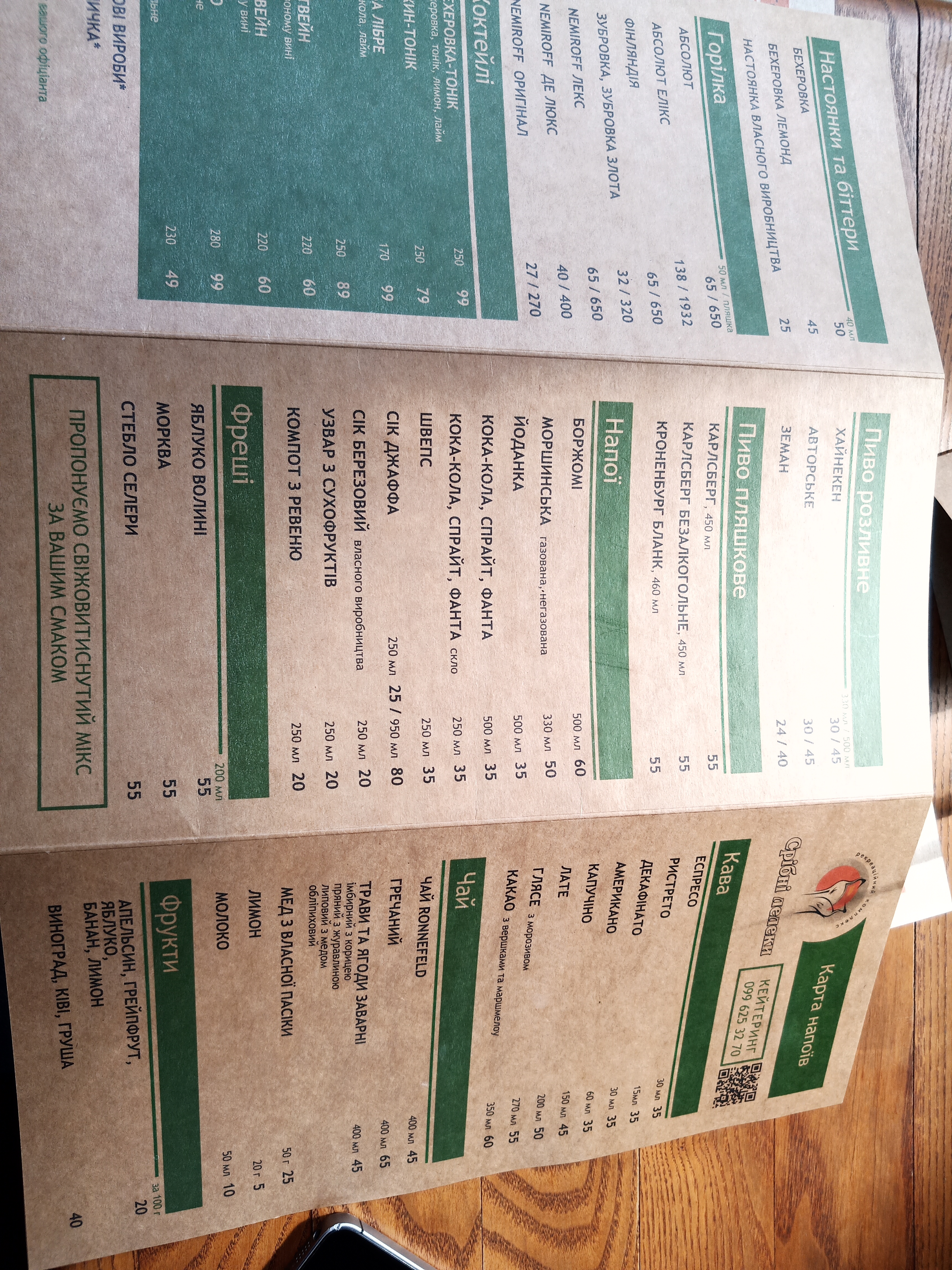 Sribni Leleky menu 7