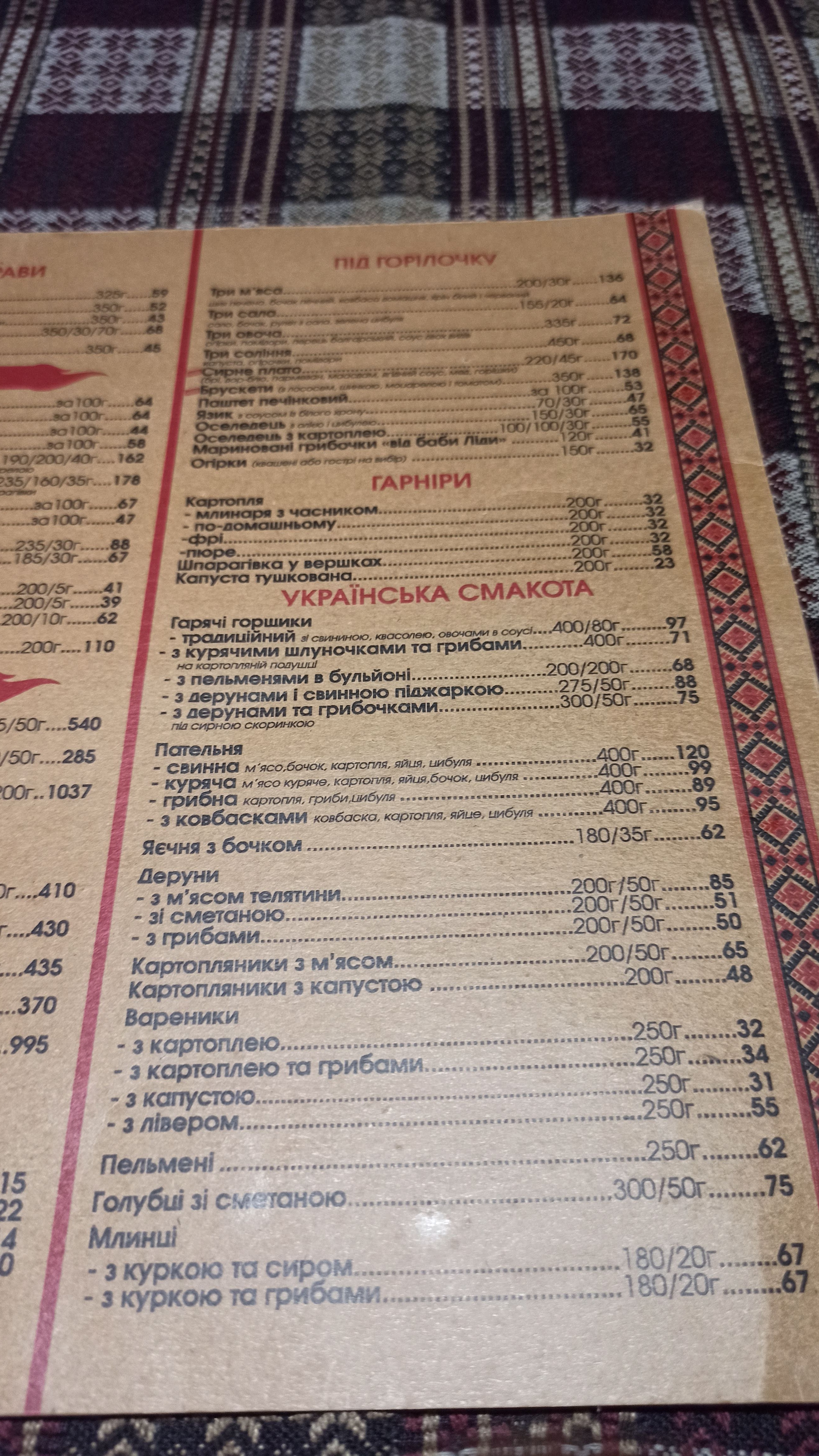 Mlyn menu 9