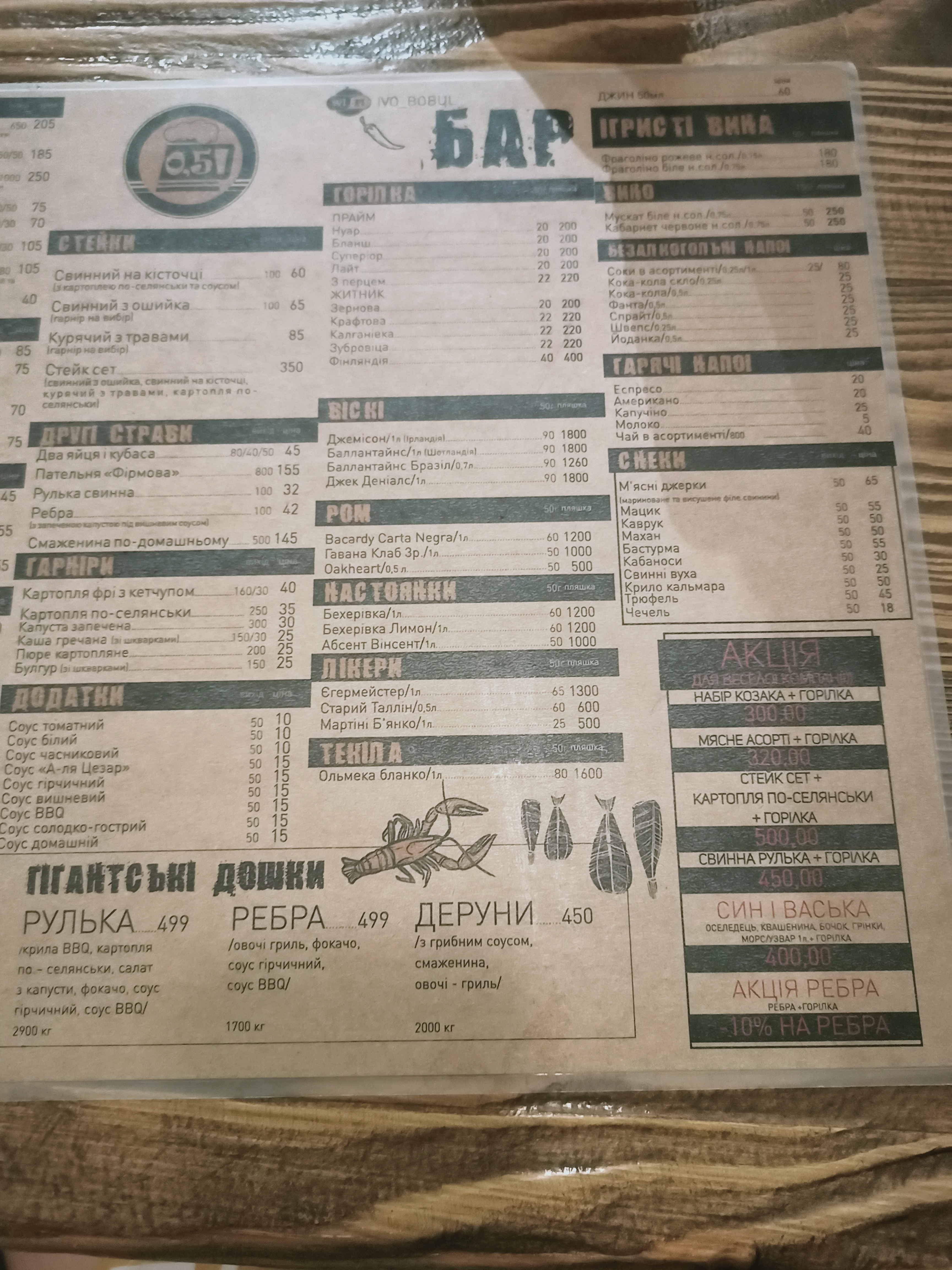 Pub "0.5" menu 2