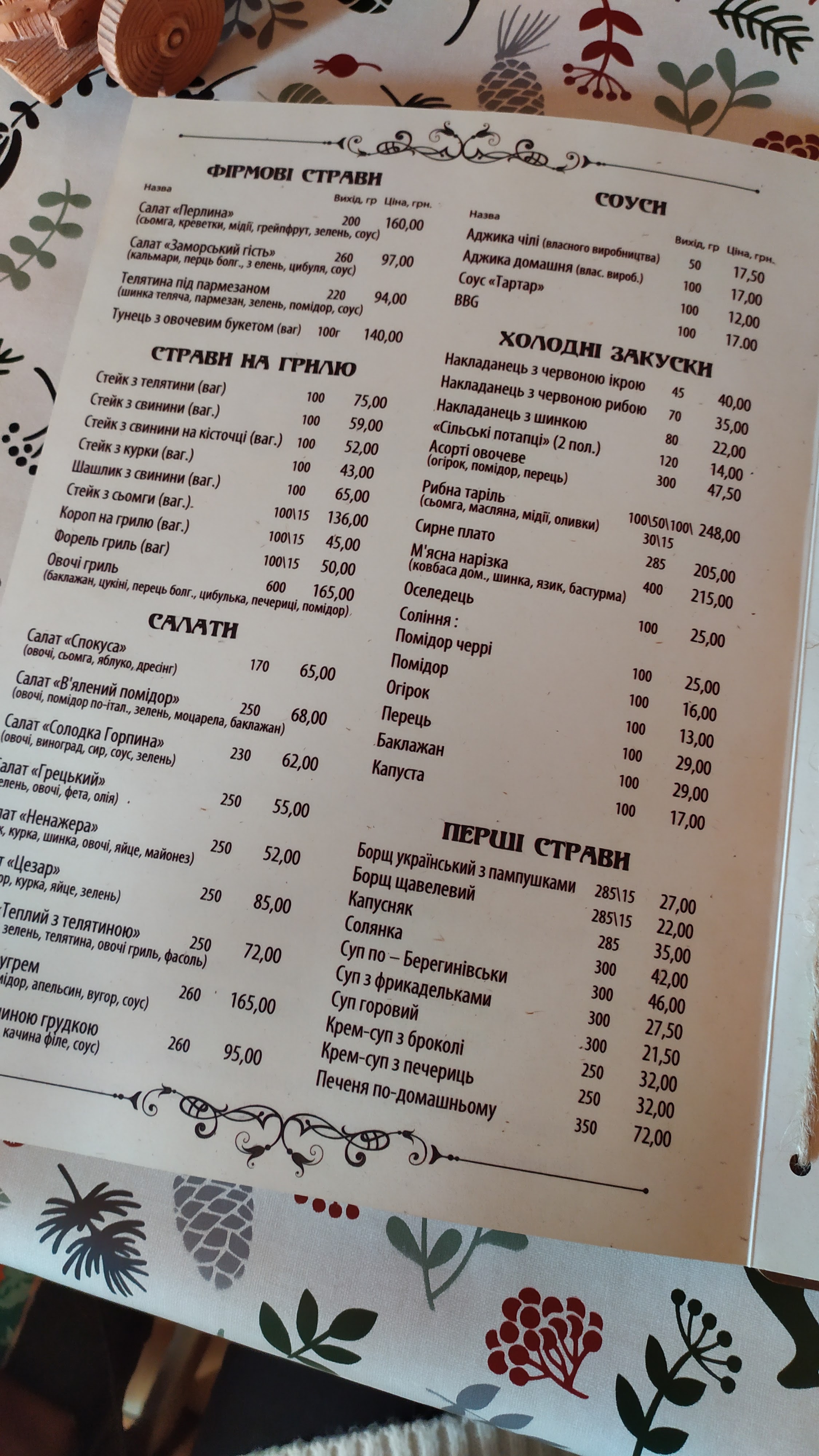 Berehynya menu 8